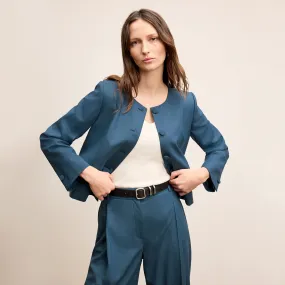 Aniya Crop Jacket - Wool Twill :: Bluebell Reliable Fit Quick Dry Feature Formal Blouse