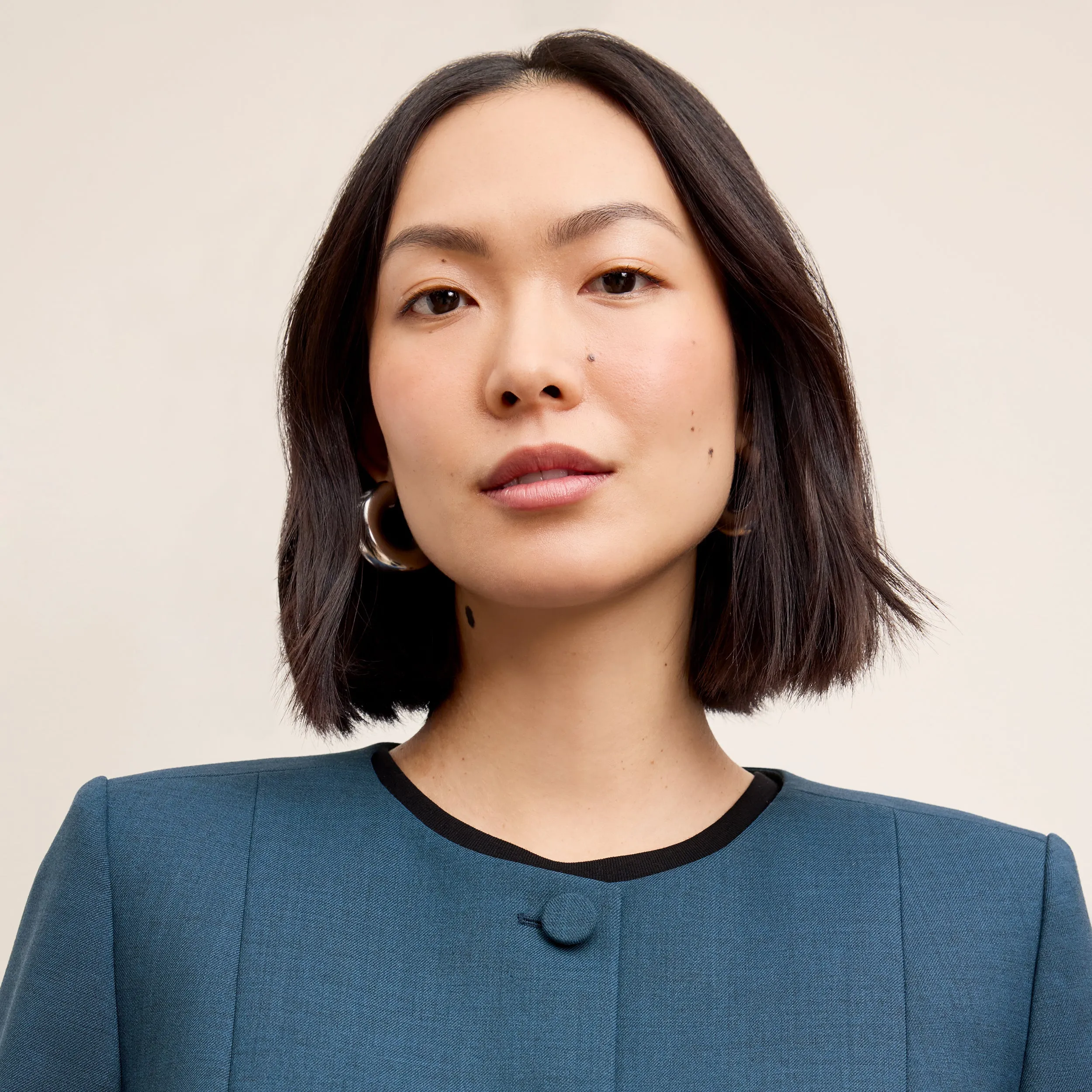 Aniya Crop Jacket - Wool Twill :: Bluebell Reliable Fit StretchComfortDesign