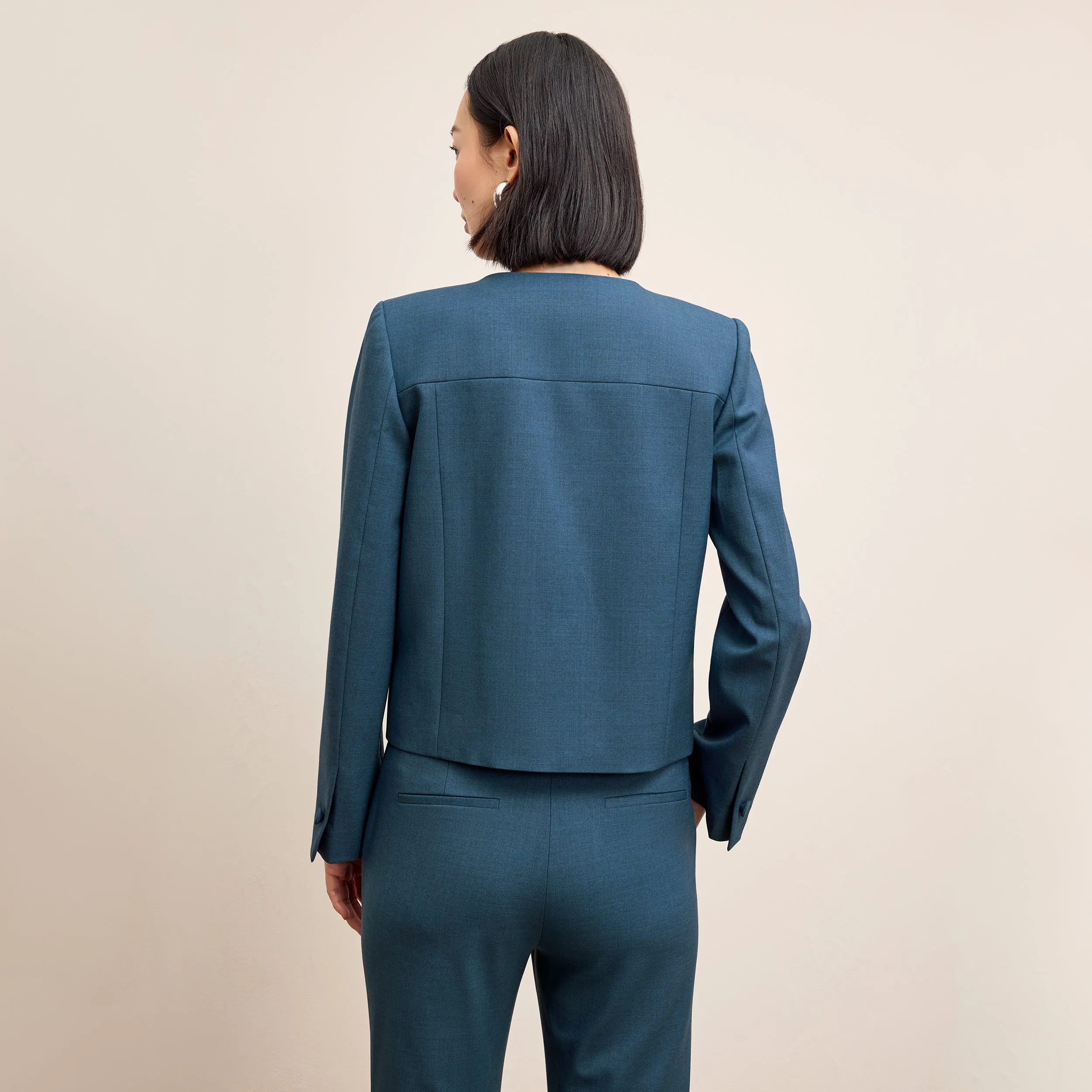 Unstructured Silhouette Aniya Crop Jacket - Wool Twill :: Bluebell Reliable Fit
