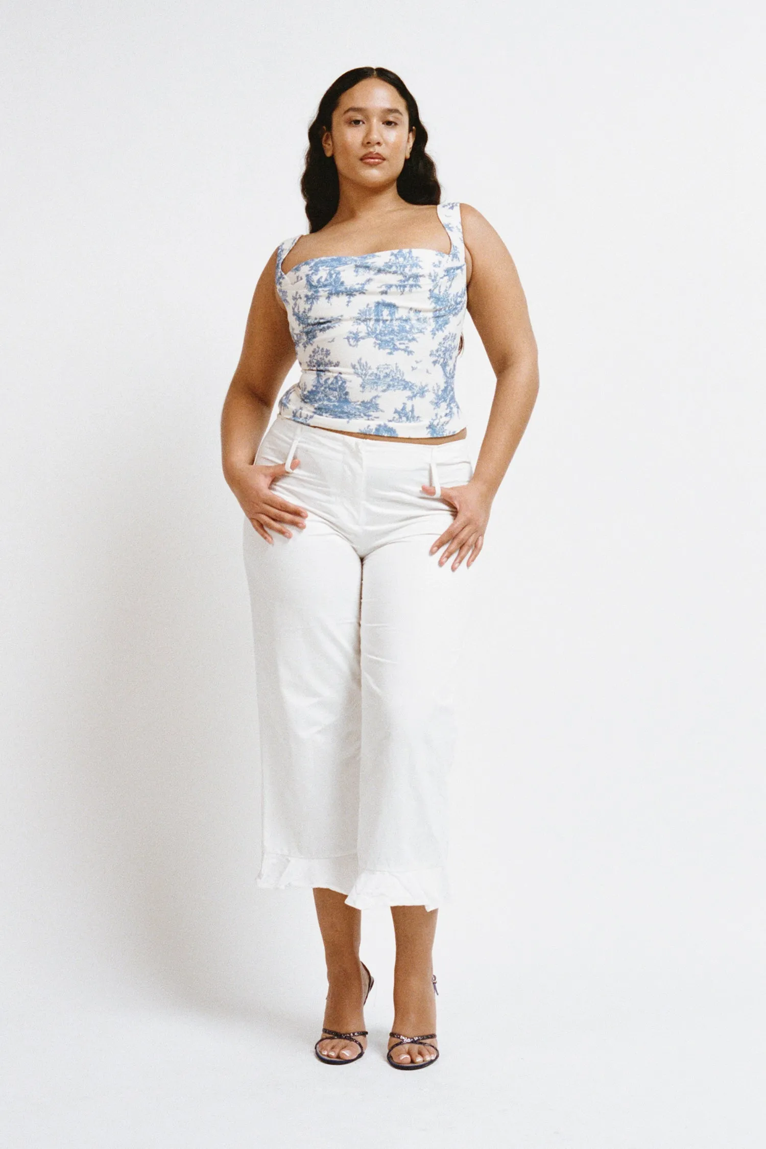 High Collar Option Everyday Fashion IMOGENE CORSET - BLUE TOILE