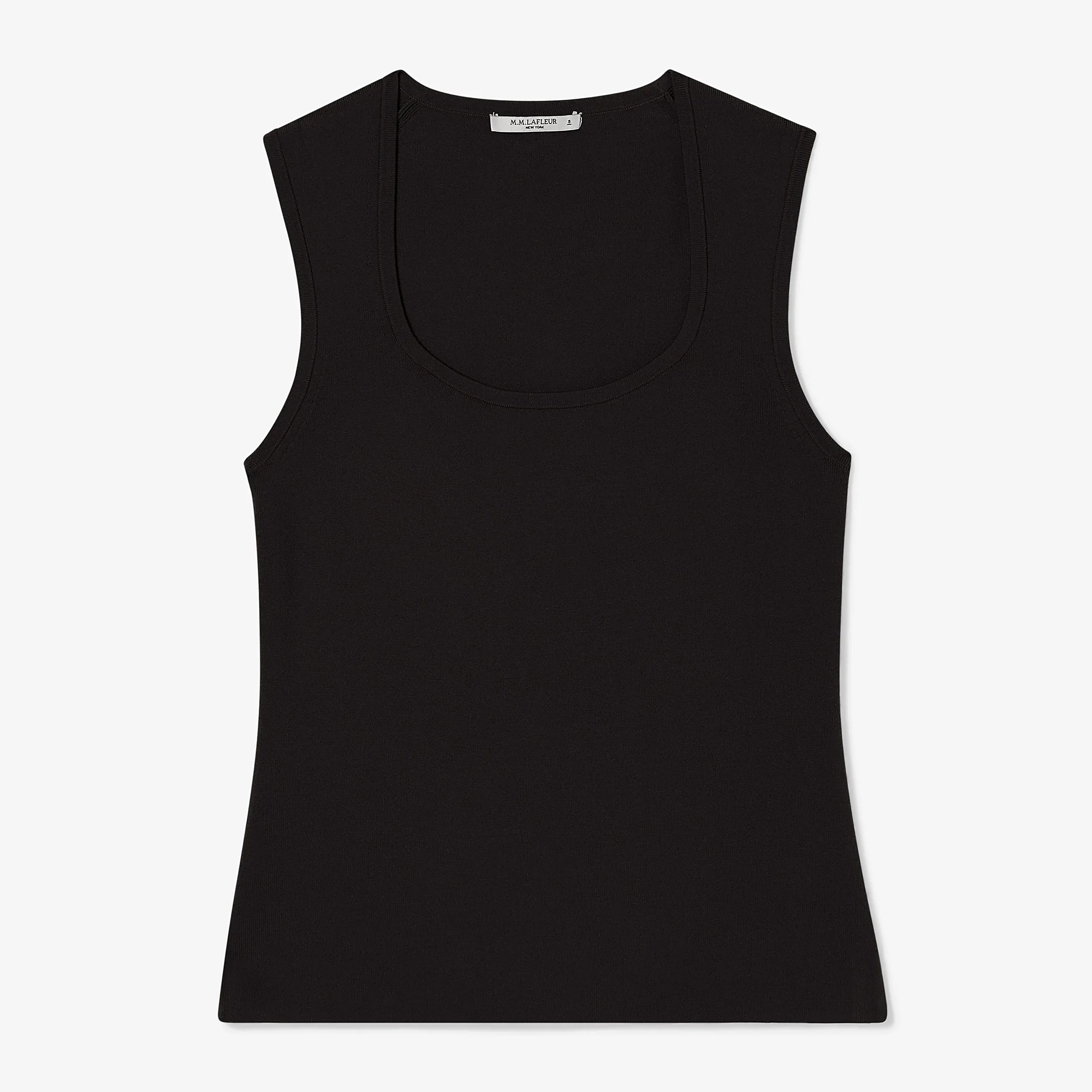 Reinforced Neckline Detail NonChafeCollarTech Sabine Sculptural Tank - Eco 365Knit :: Black