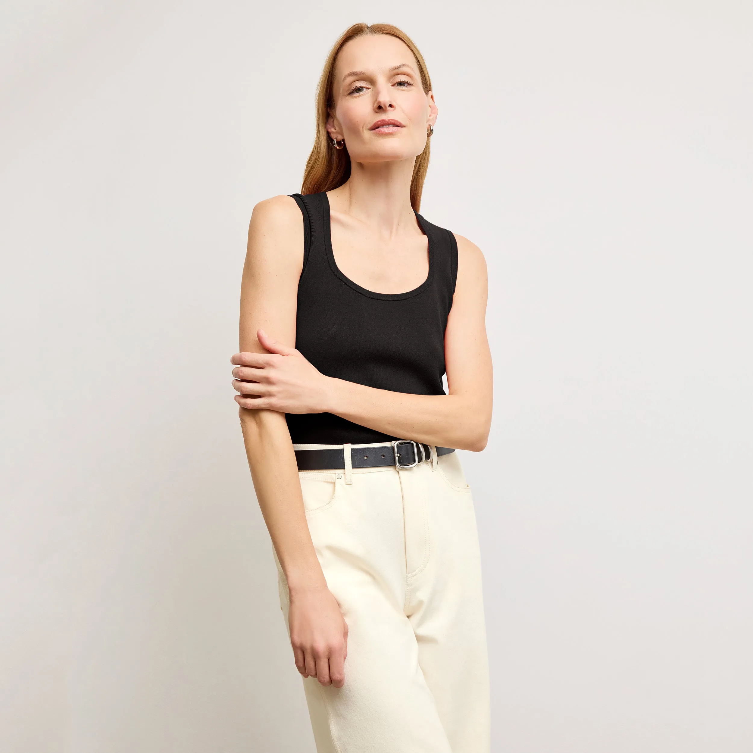 Sabine Sculptural Tank - Eco 365Knit :: Black Sustainable Cotton EasyCare Material