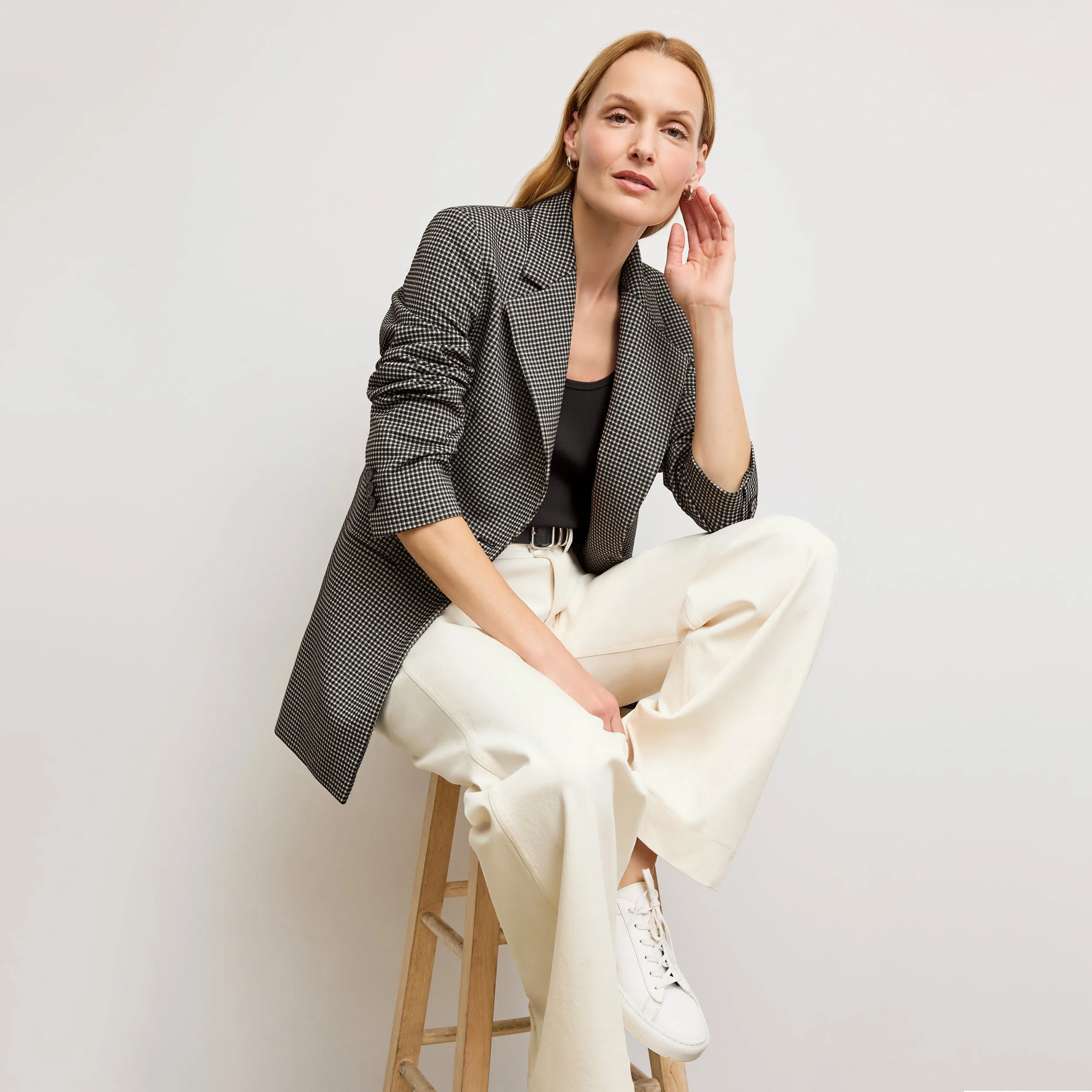 PlacketDetail DoubleStitched Construction Sabine Sculptural Tank - Eco 365Knit :: Black