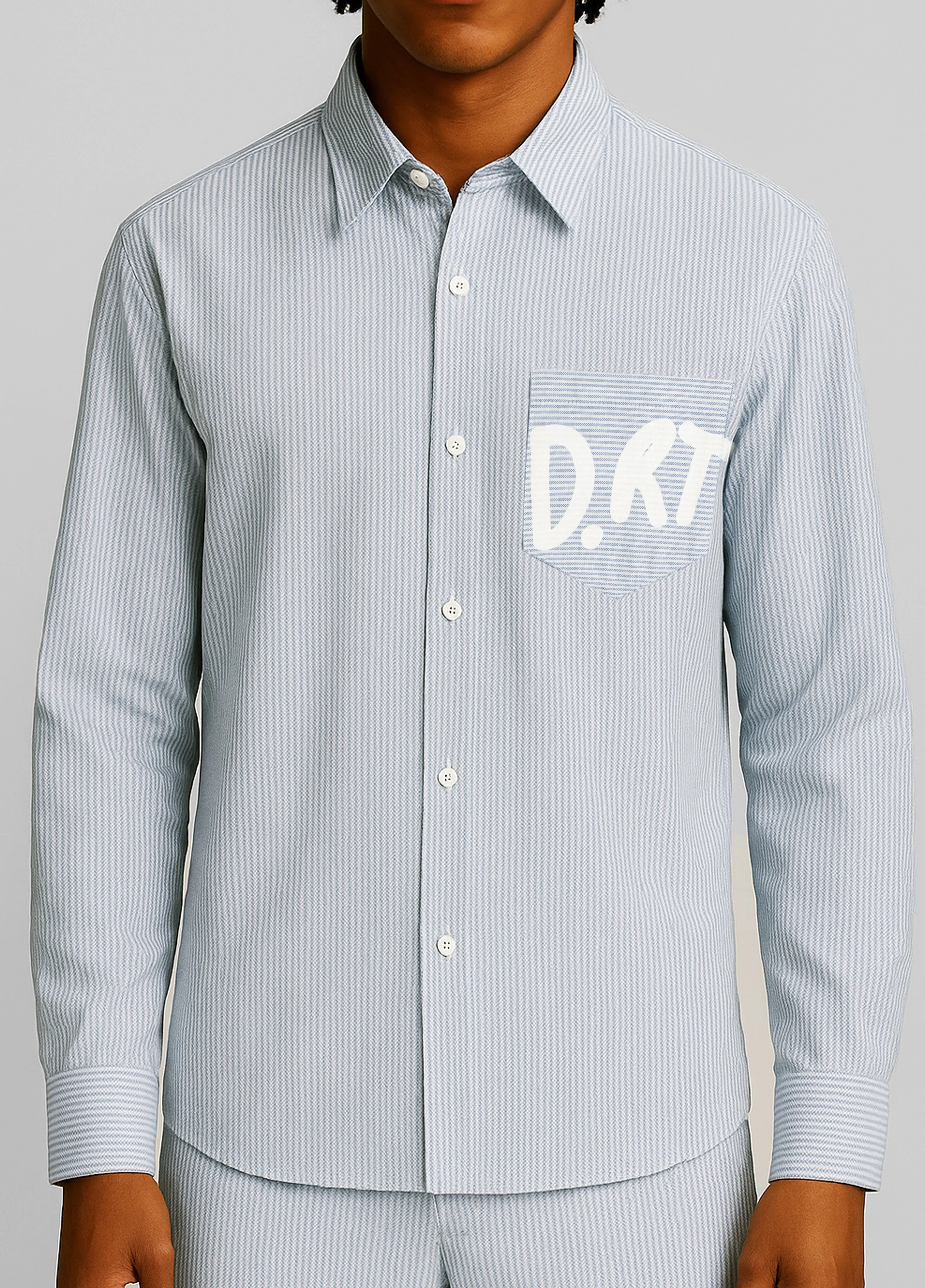 VNeckReinforcement DRT Striped Oxford Shirt