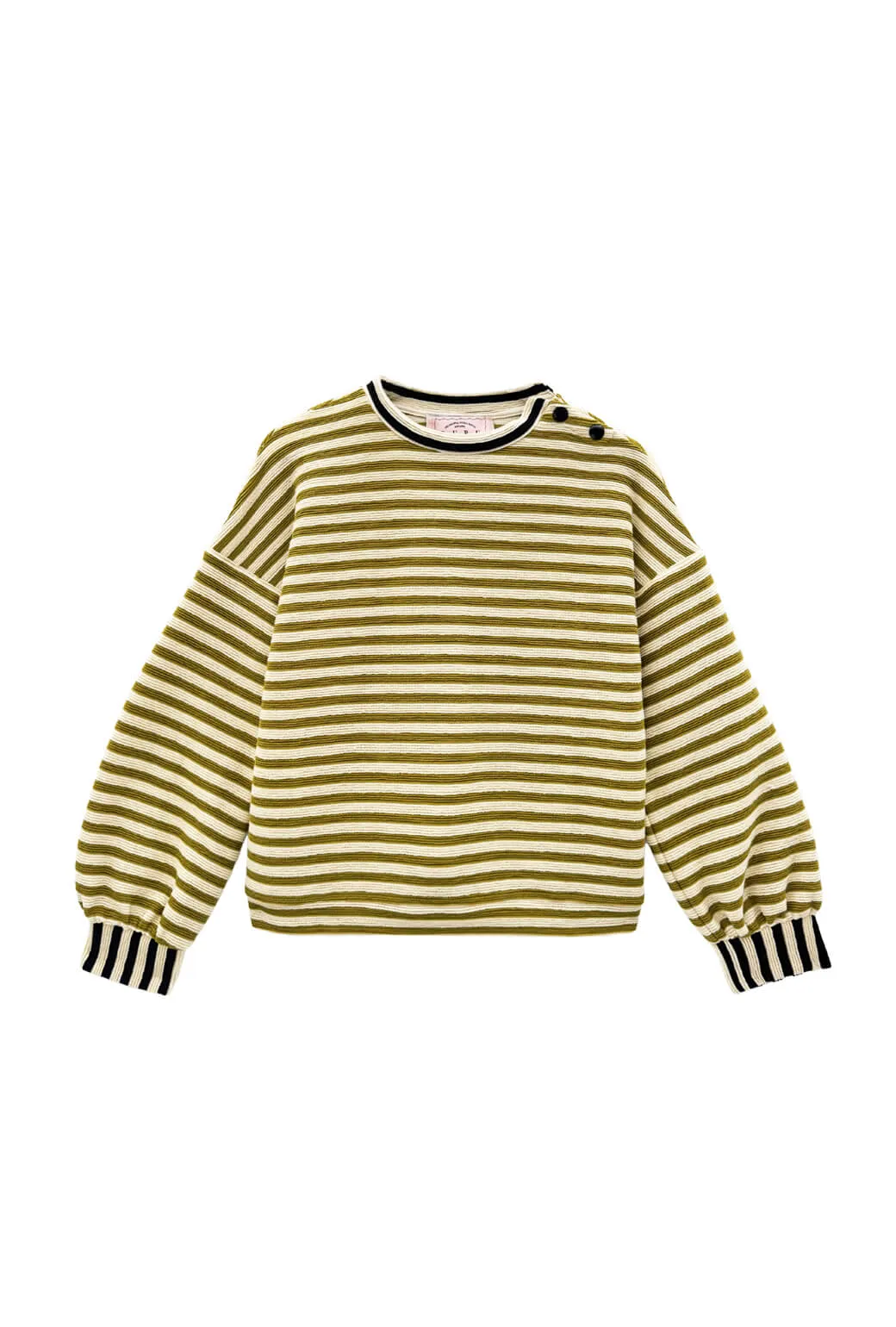 OdorResistantFinish NonPill Surface Treatment Snappy Pullover - Moss Striped Terry