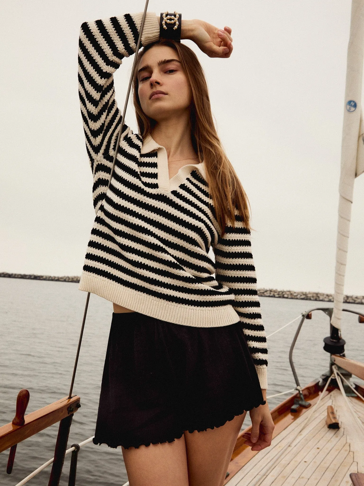 UPFProtection Flora Henley in Black Stripe