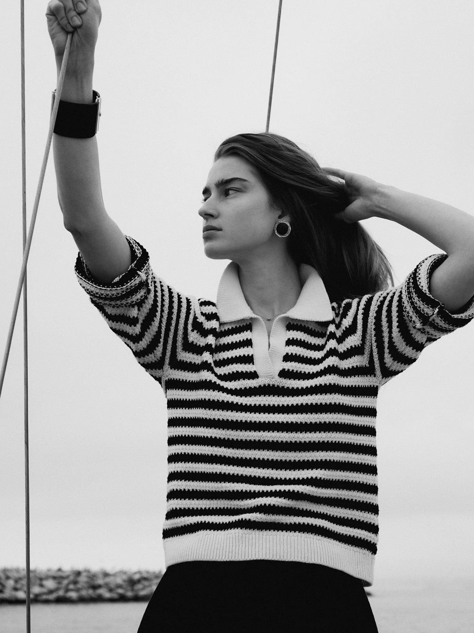 Flora Henley in Black Stripe AllDayComfort