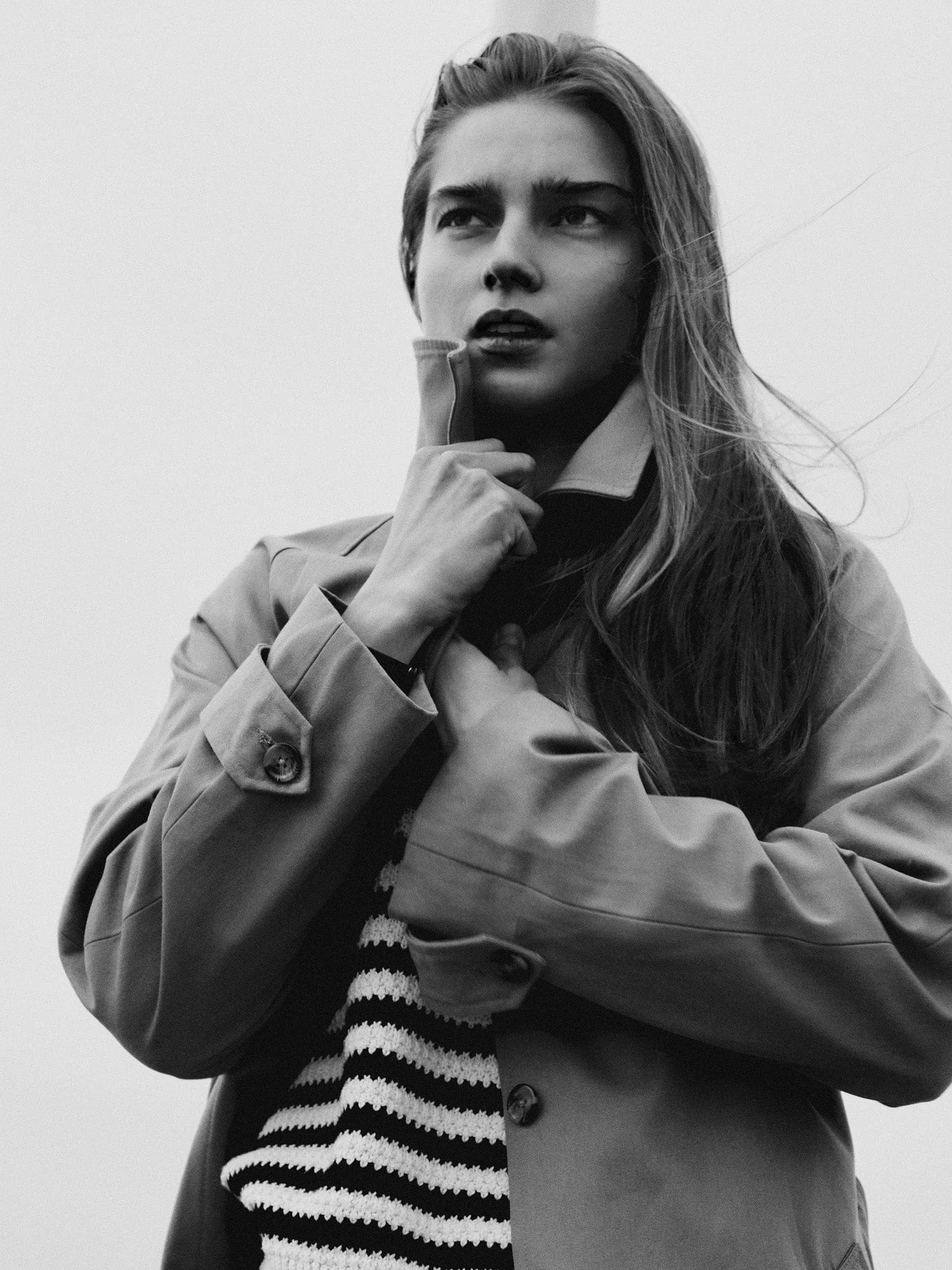 Flora Henley in Black Stripe DoubleLayeredCollar