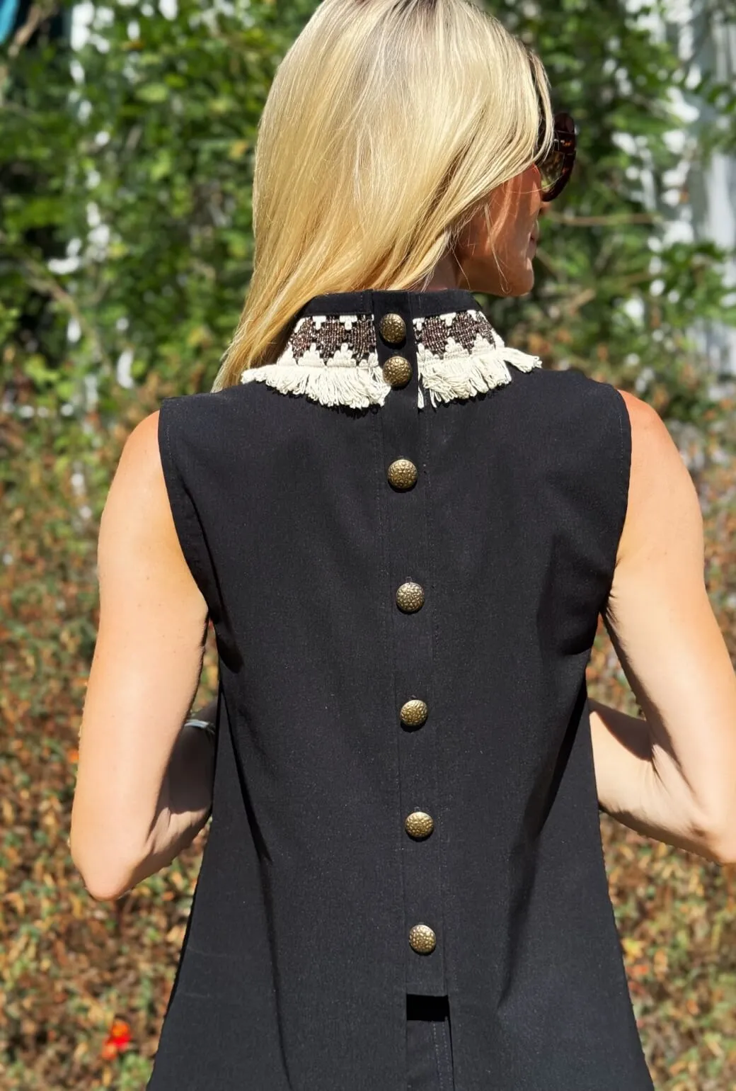 Mod Top - Black with Ivory Fringe SoftTouchBrushedInterior