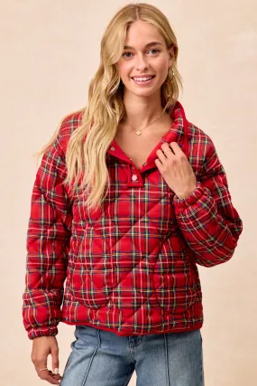 IT4750S-03 | CHRISTMAS THEME QUILTING PLAID BUTTONED TOP Urban Fit Pocket Reinforcement