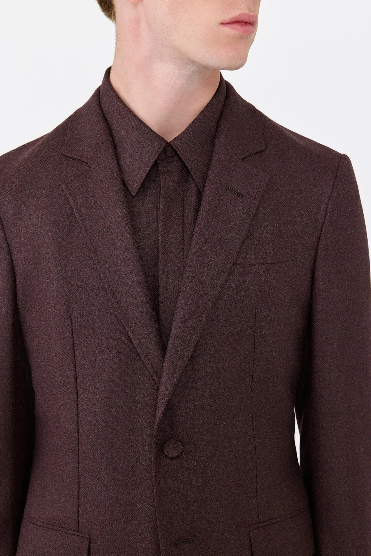 Army Style Irving Jacket in Burnt Sienna Wool Cashmere Flannel