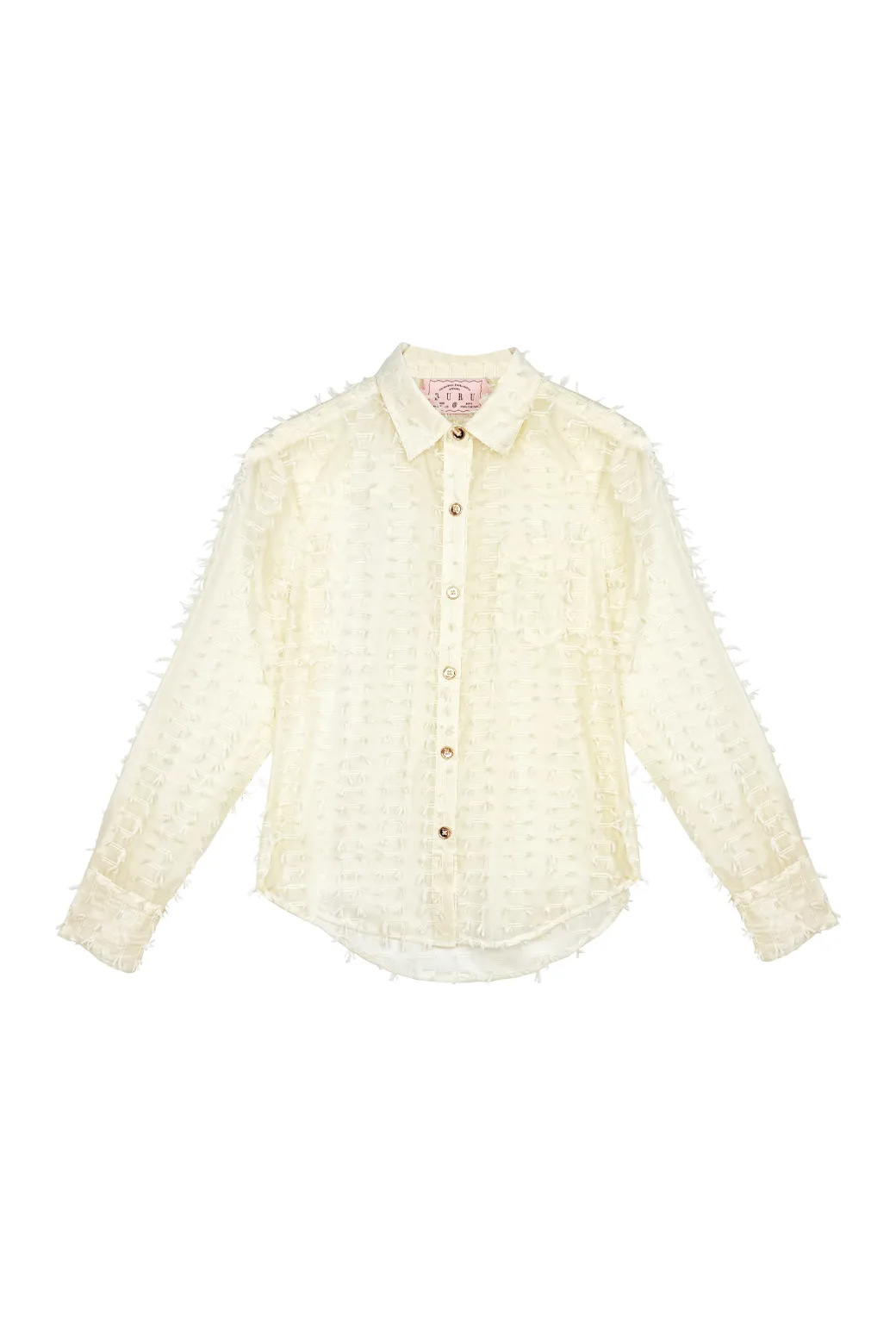 BreathableMaterial Mel Button Down Shirt - Ivory Bows