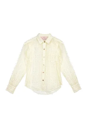BreathableMaterial Mel Button Down Shirt - Ivory Bows
