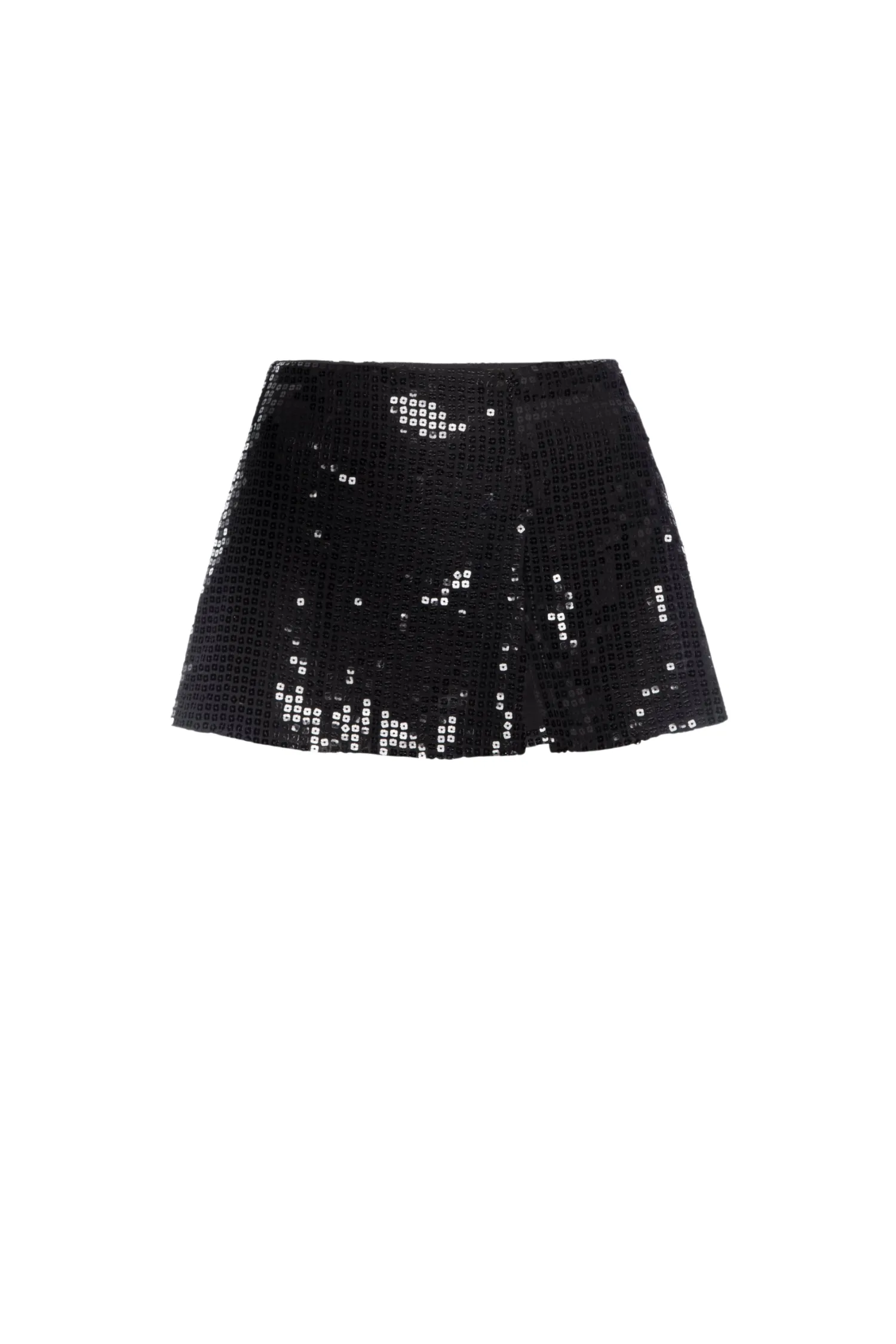 High Neckline Structure MICRO MINI SKIRT - BLACK SEQUIN