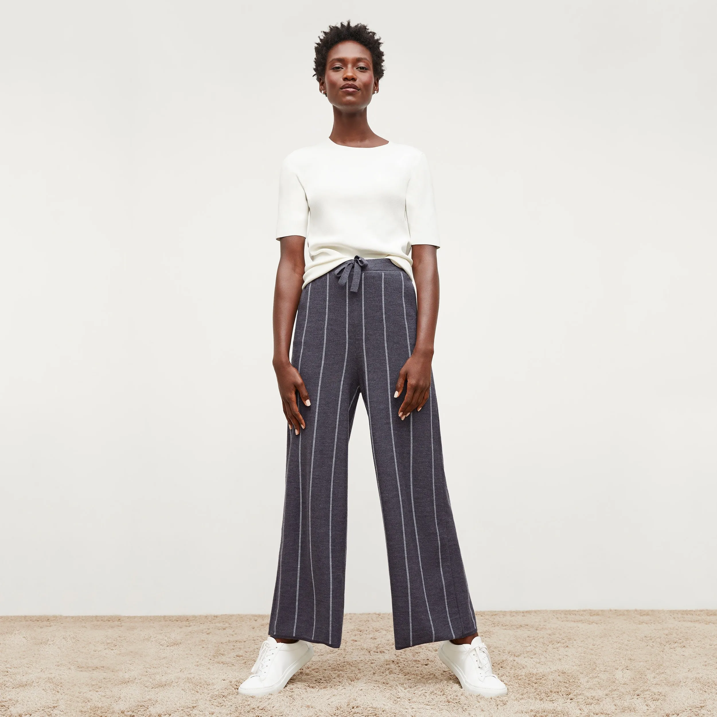 Tressa Pant - Braided Stripe :: Charcoal / Ivory MeshPanel