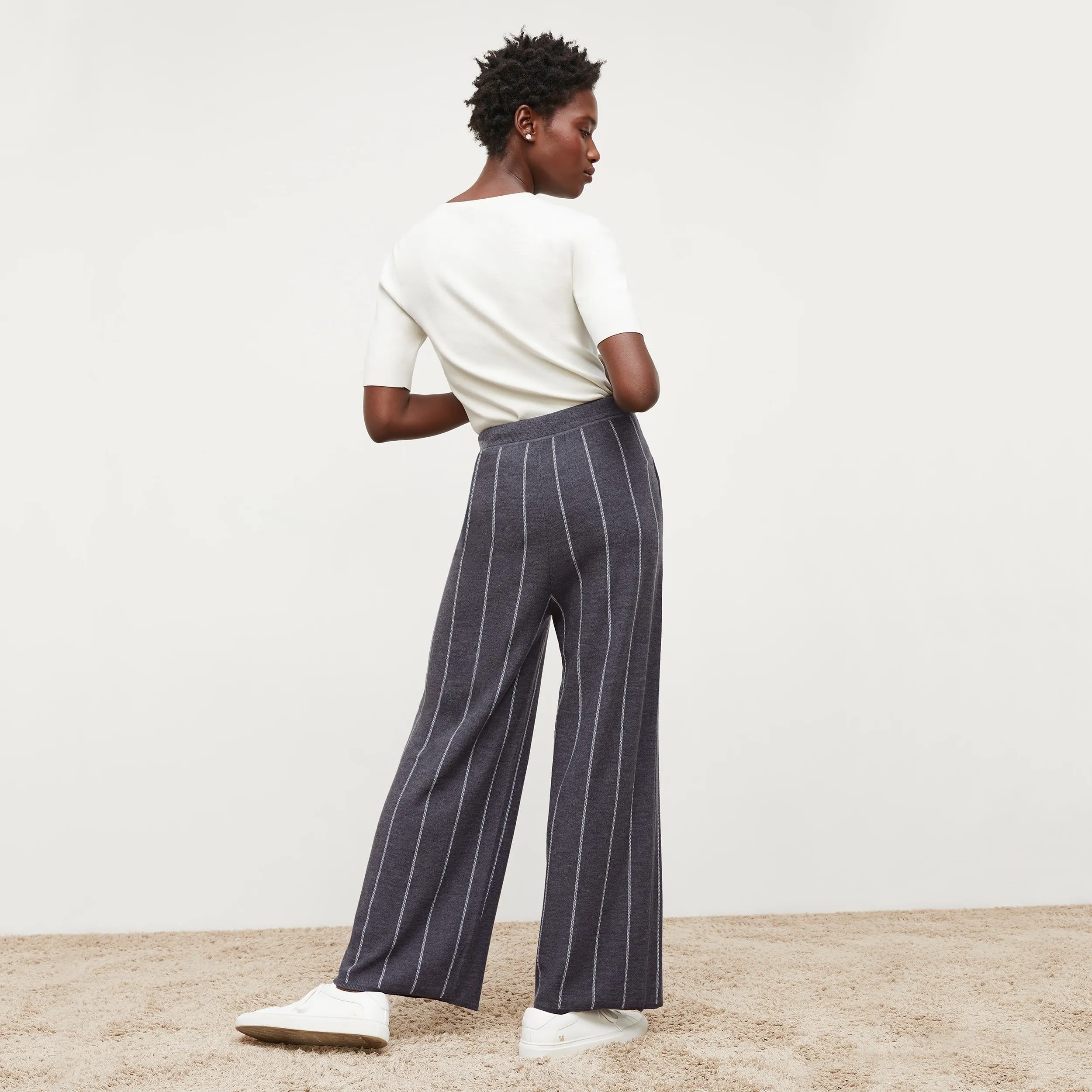 Fitted Blouse AllDay Comfort Tech Tressa Pant - Braided Stripe :: Charcoal / Ivory