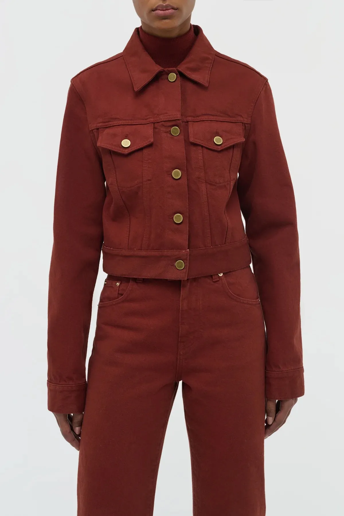 Everyday Comfort Fit Bronte Jacket in Burnt Sienna Recycled Cotton Denim