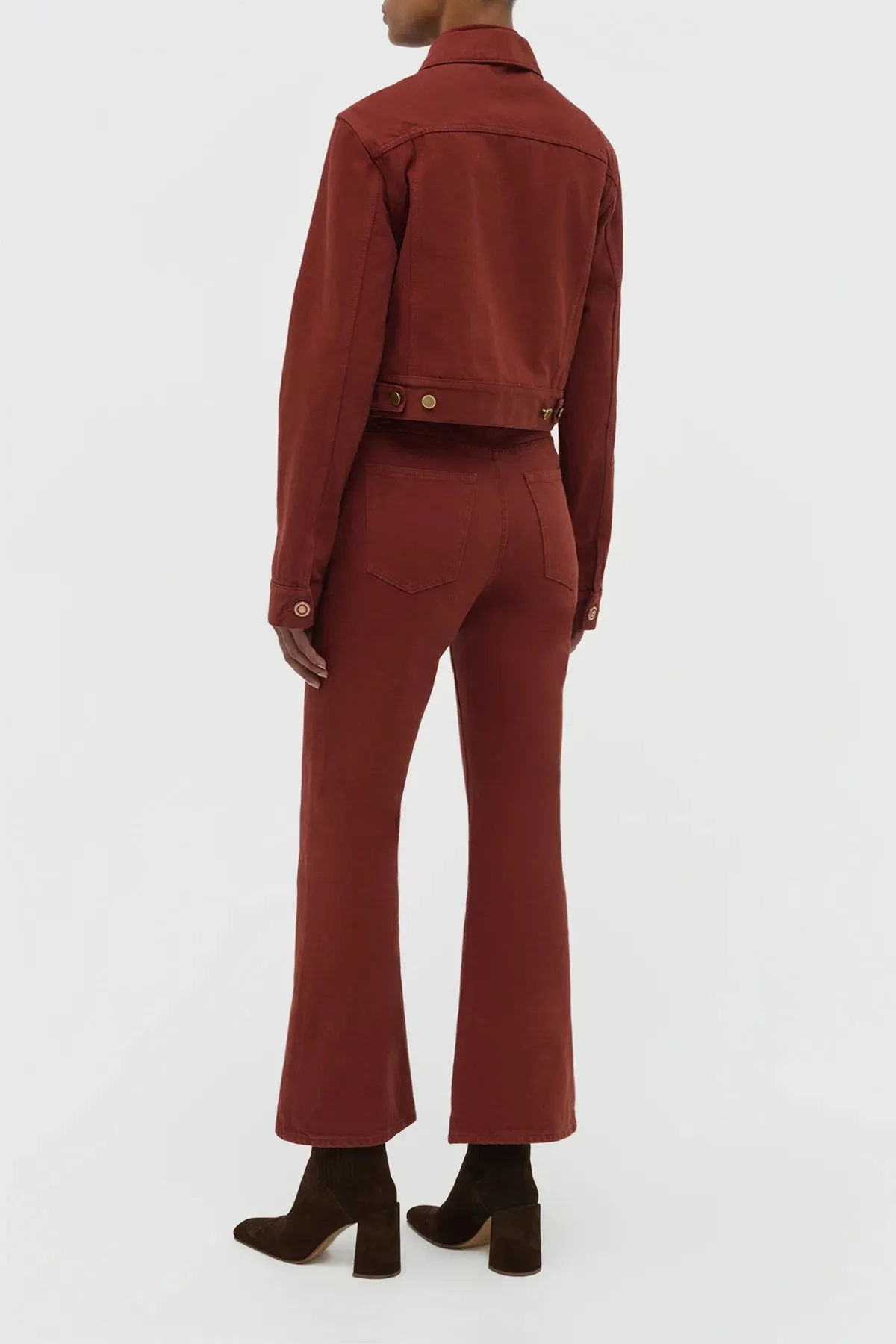 Bronte Jacket in Burnt Sienna Recycled Cotton Denim Fashionable Tank