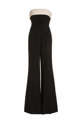 PolishedFinish Vicky Jumpsuit in Black & Ivory Silk Wool Cady