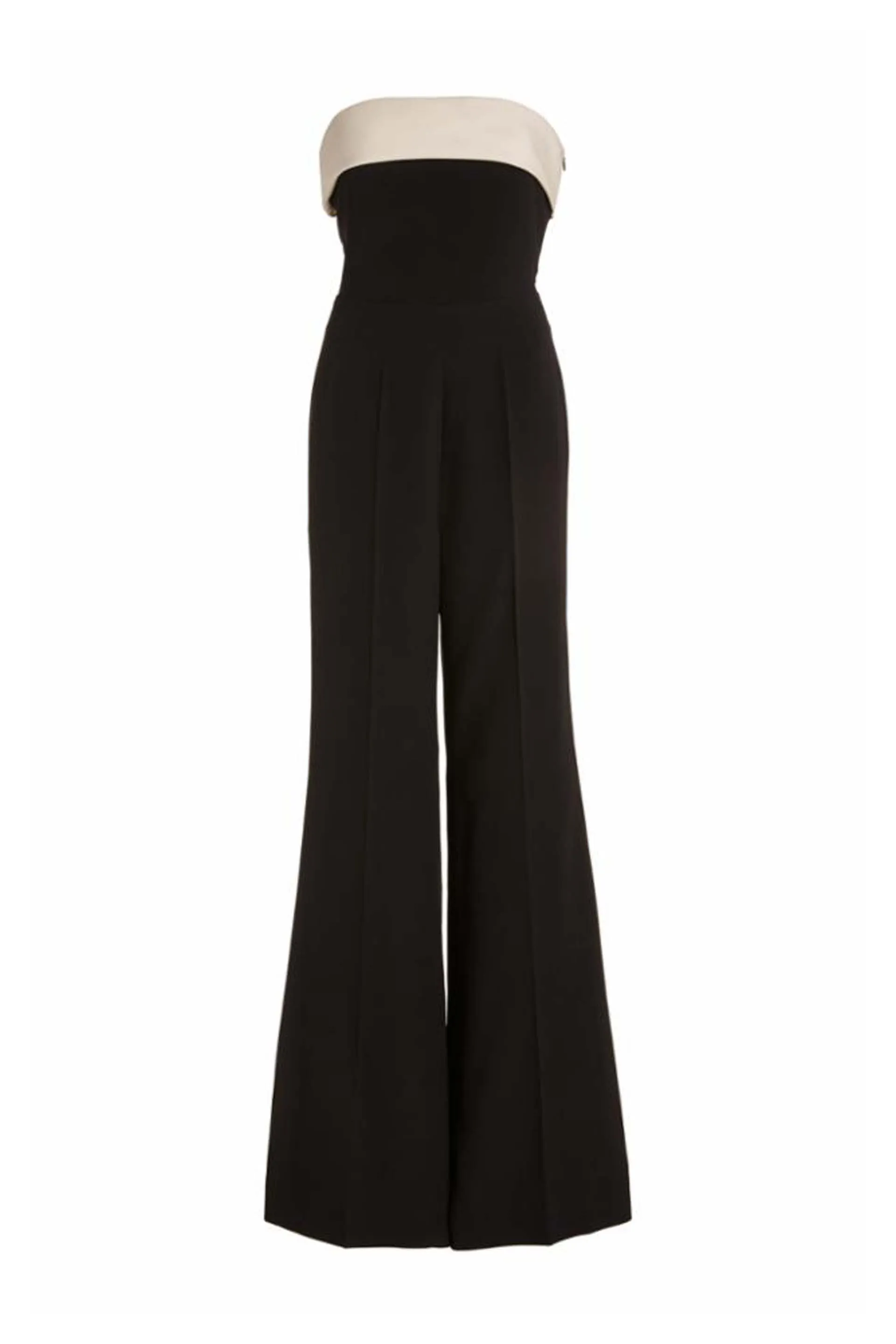 PolishedFinish Vicky Jumpsuit in Black & Ivory Silk Wool Cady