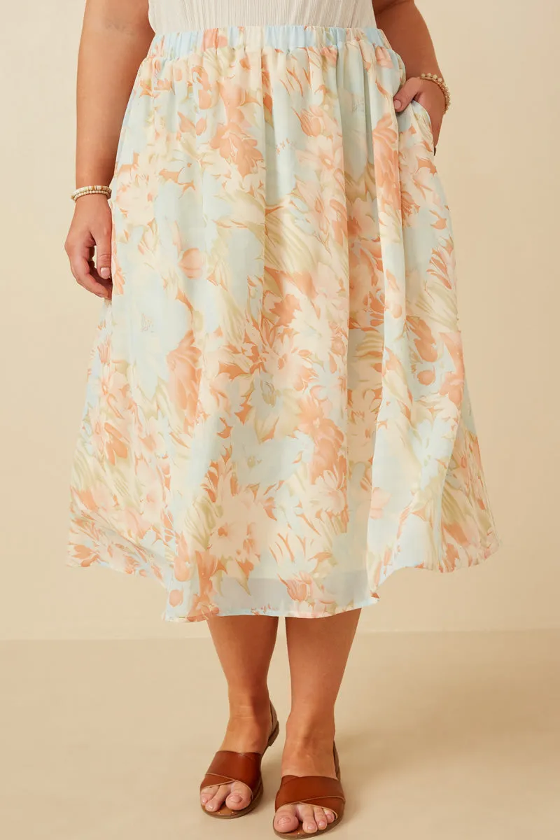 Classic Look Stylish Waistband Romantic Floral Elastic Waist Skirt