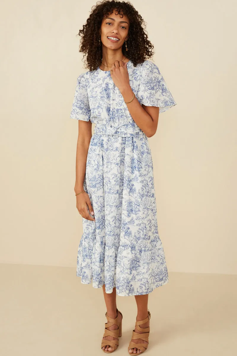 Antique Floral Twist Waist Tie Dress Pure Aesthetic