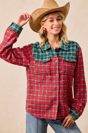 IT4671H-01P | CHRISTMAS GINGHAM SHIRTS TOP WITH LAPEL COLLARED Durable Utility