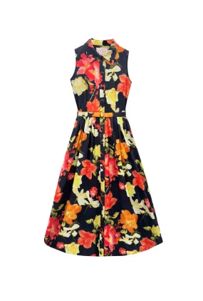 Sleeveless Shirtdress MIDI - Hibiscus AirflowVents