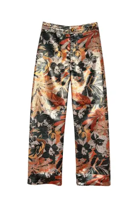 Quick Dry Fabric Core Cut SAMPLE - The Charlie Pant - Rose Gold Floral Lame