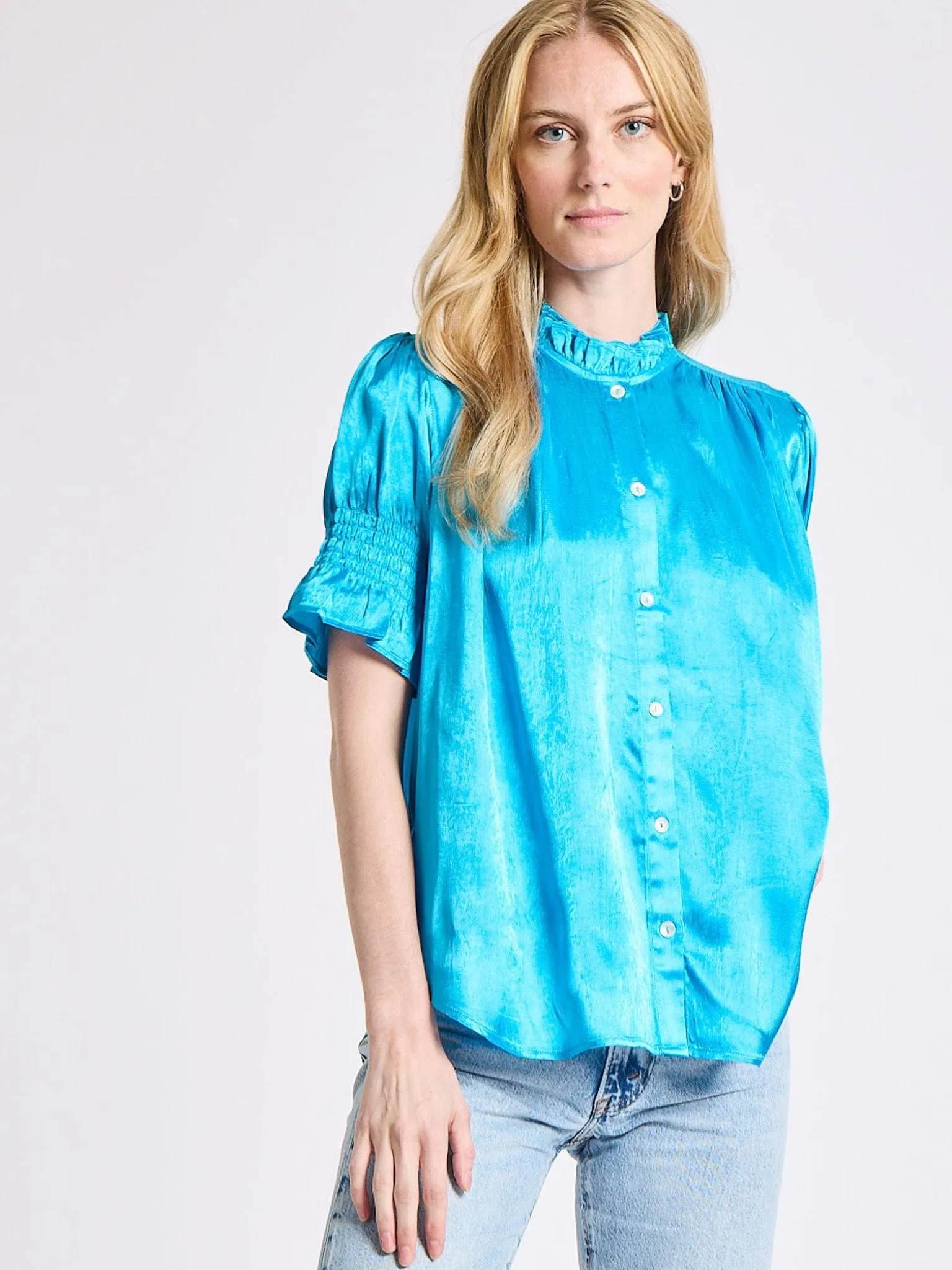 Marnie Top in Ocean Quick Dry Material
