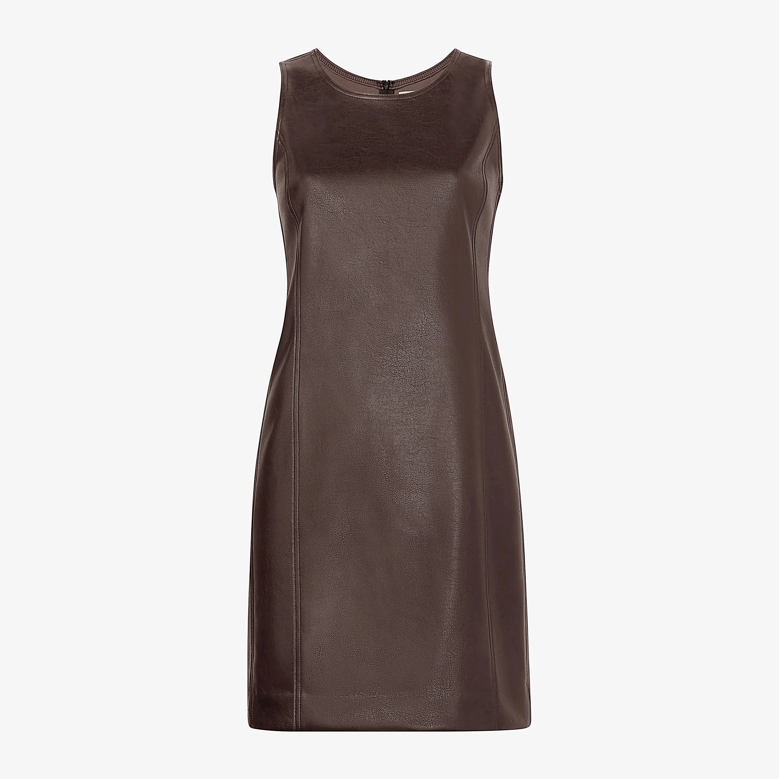 AntiStatic Fabric Chloe Dress - Vegan Leather :: Brown Ribbed Hemline
