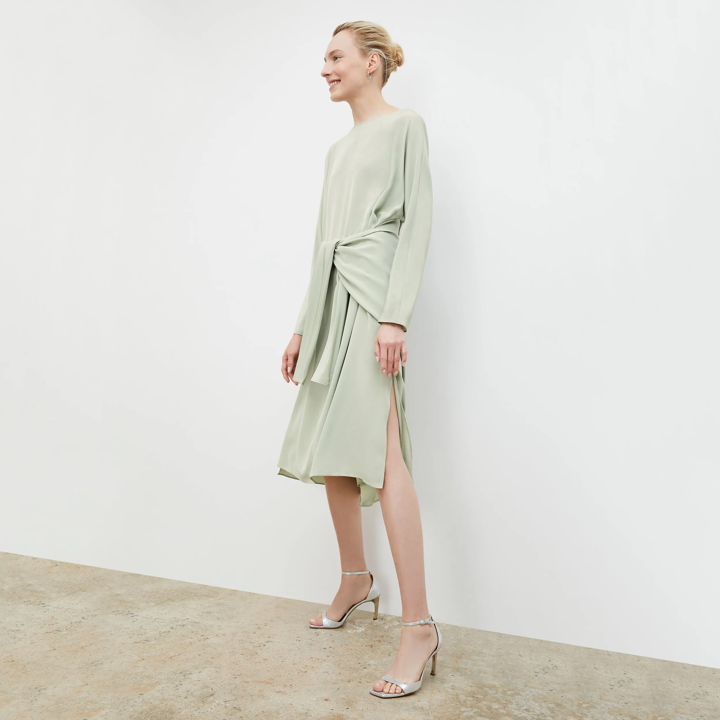 LayeredCuff Rashmeen Dress - Washable Silk :: Minty Green
