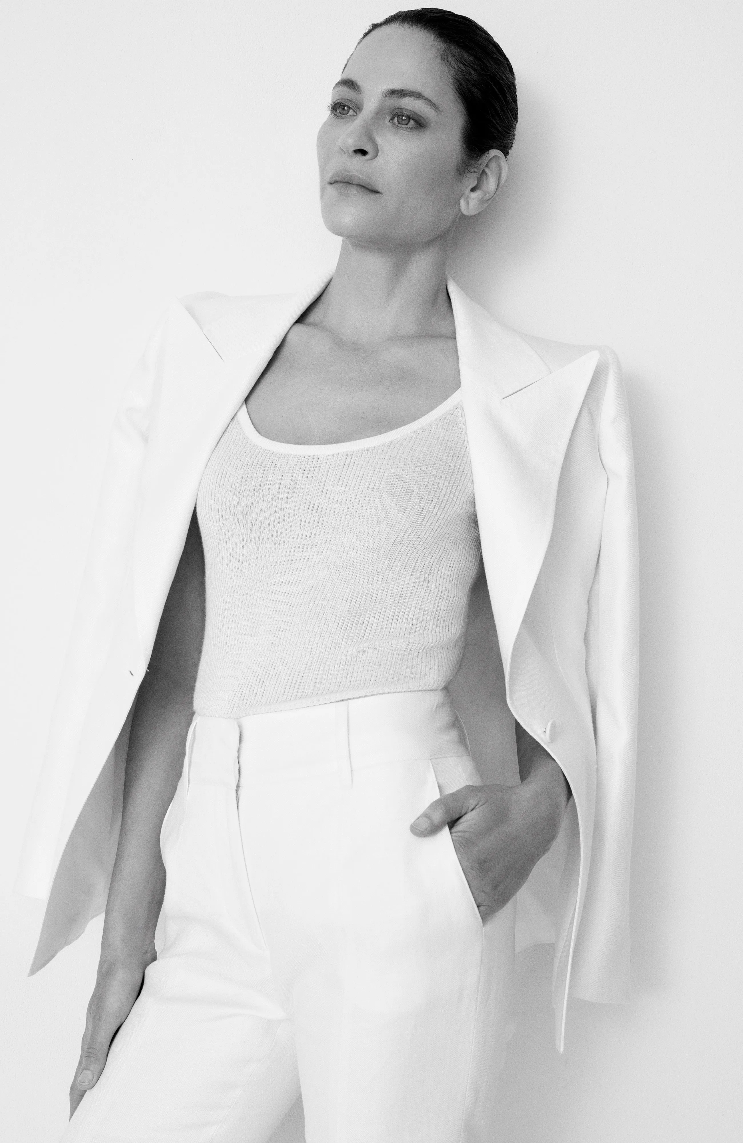 Rhein Flare Pant in Ivory Linen Twill StaticResistant Material