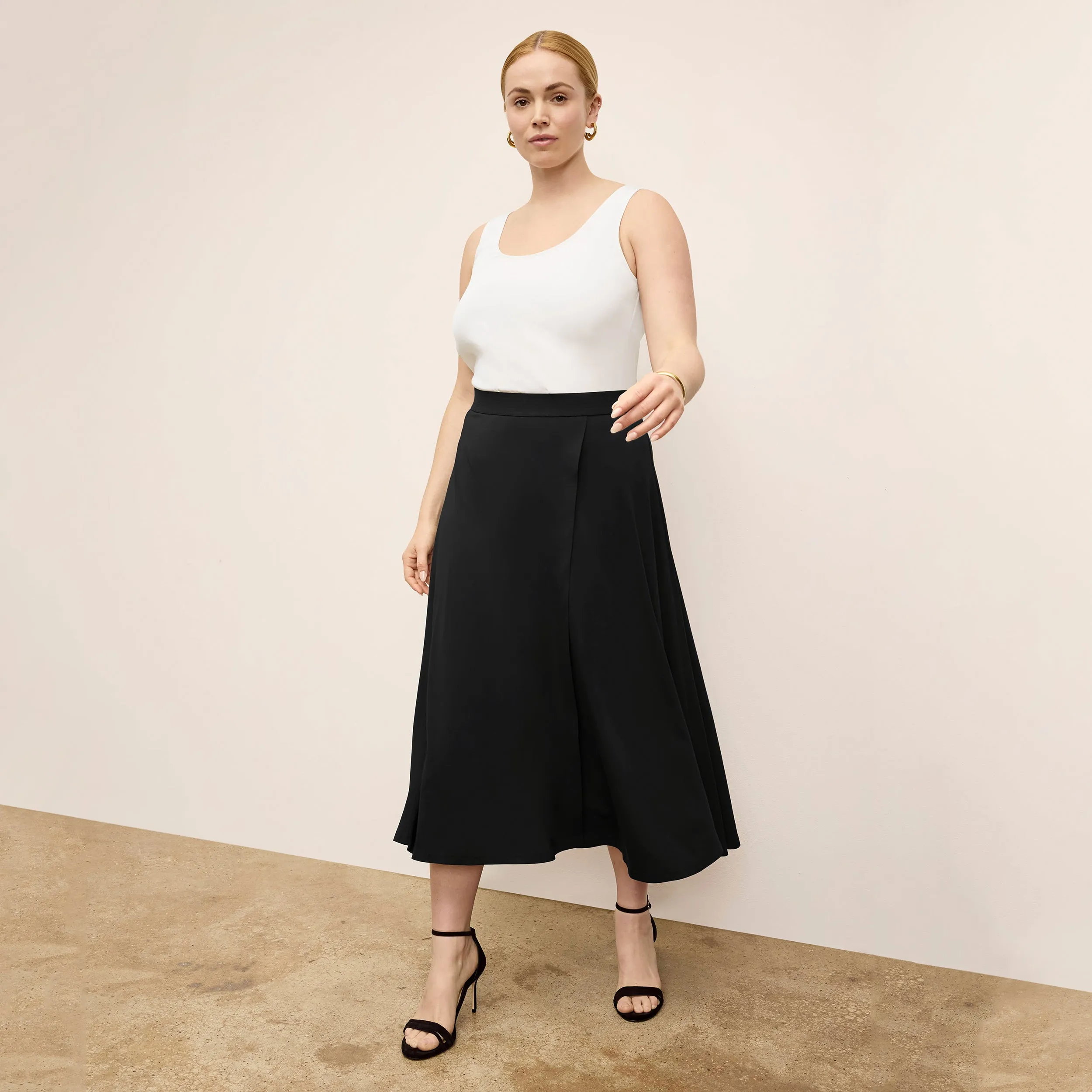 Tonal Look Ara Midi Skirt - Light Jersey  :: Black