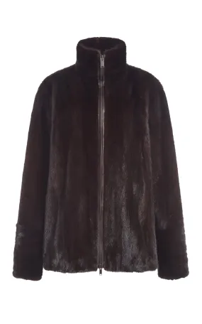 Compact Travel Friendly Aristede Jacket in Dark Chocolate Recycled Mink Fur