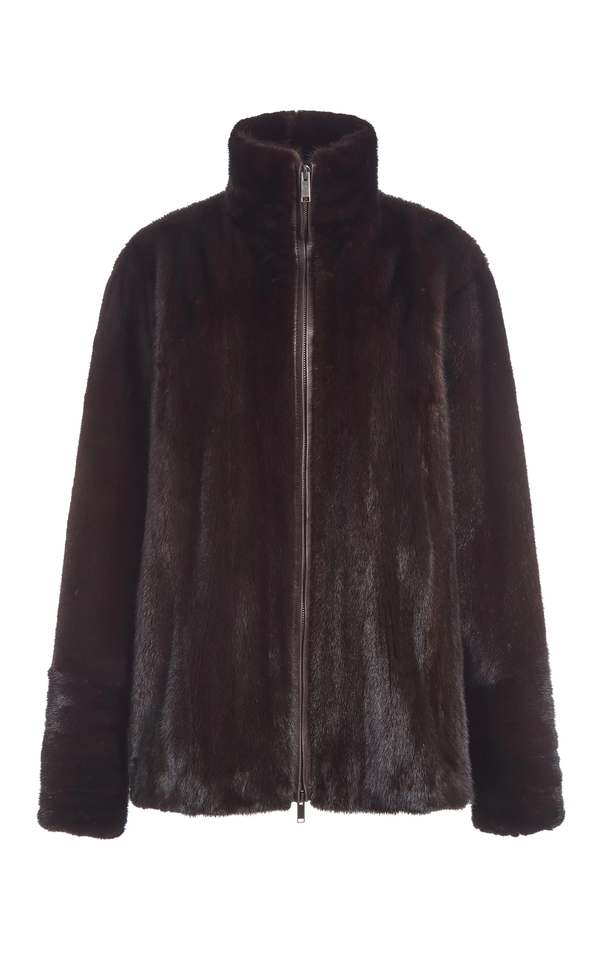 Compact Travel Friendly Aristede Jacket in Dark Chocolate Recycled Mink Fur