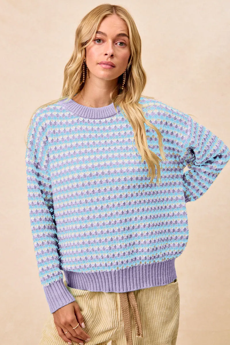 New Cut IT4698S-01 | MULTI COLORS TEXTURED SWEATER TOP