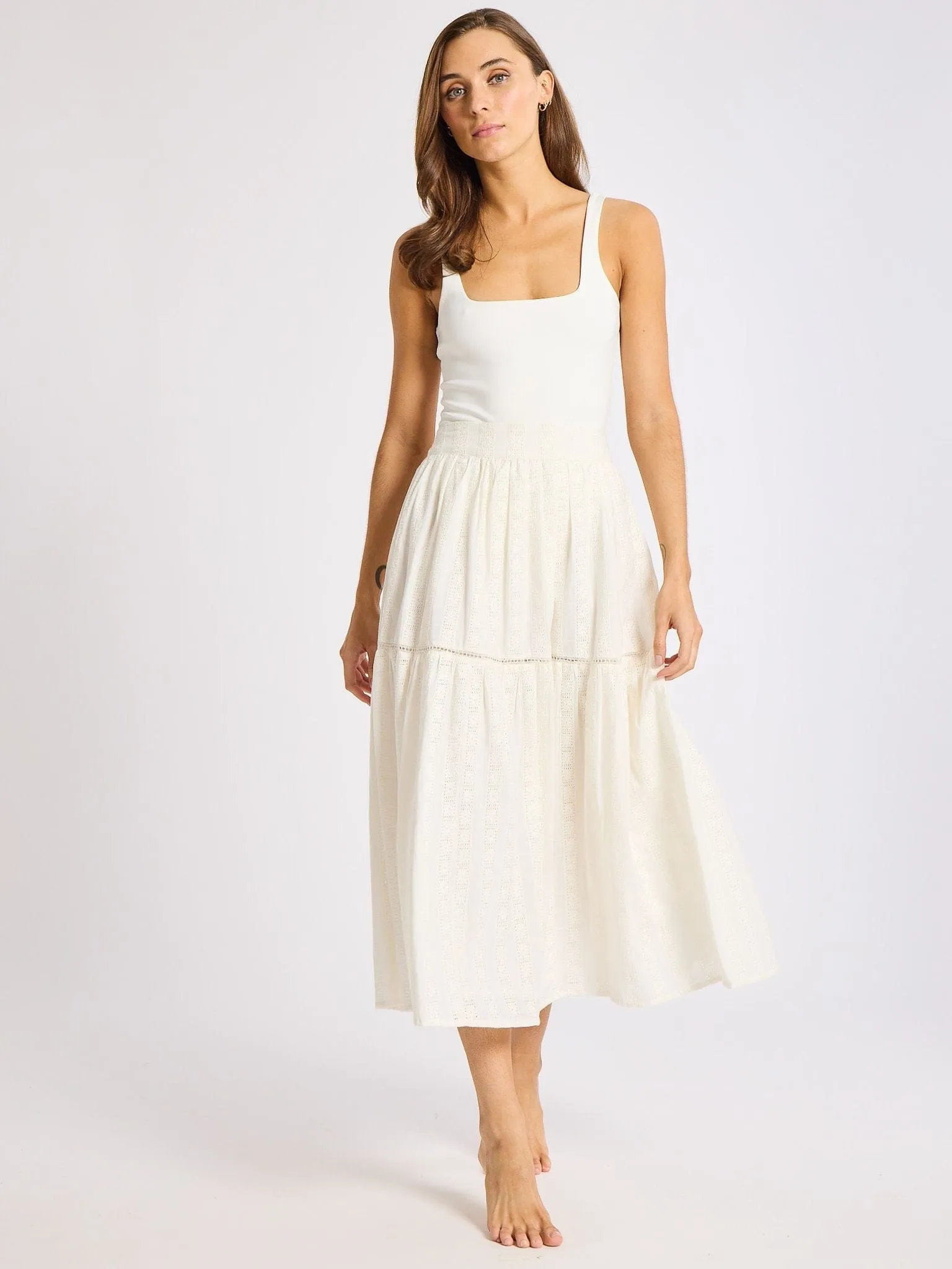 Betty Skirt in Ivory Eyelet Low Impact Dye