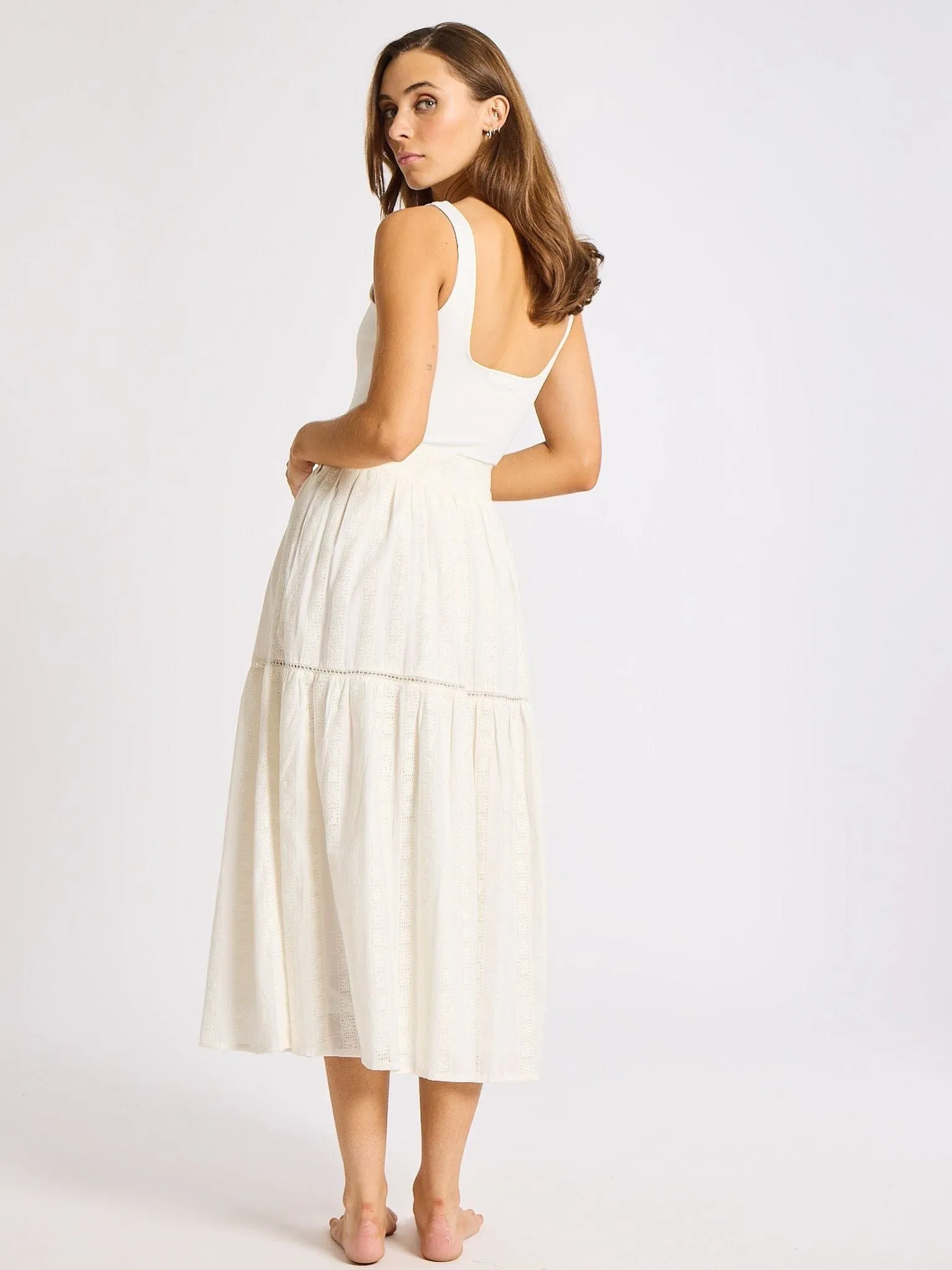 Polka Dot Betty Skirt in Ivory Eyelet
