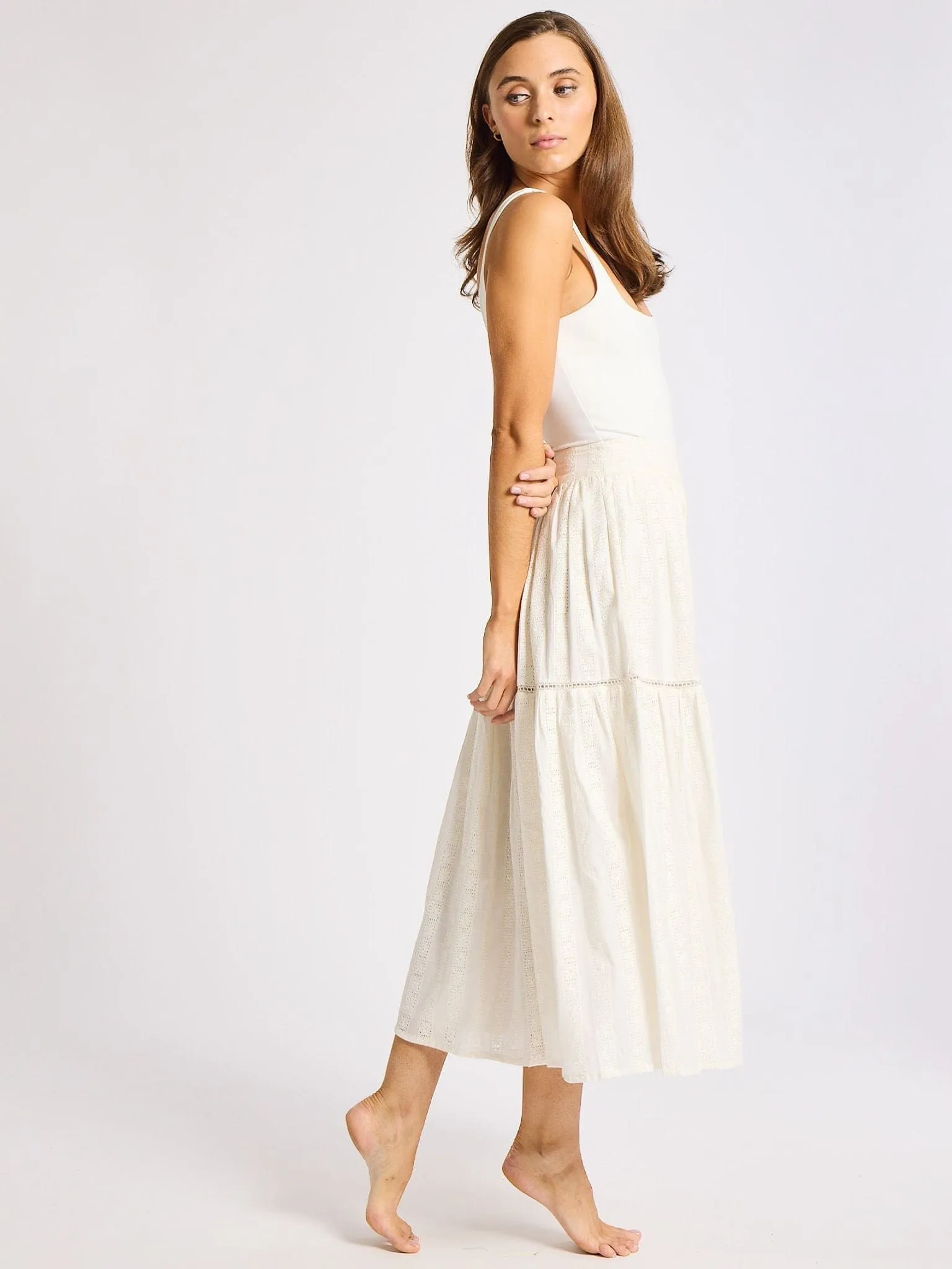 Betty Skirt in Ivory Eyelet Durable Stitching
