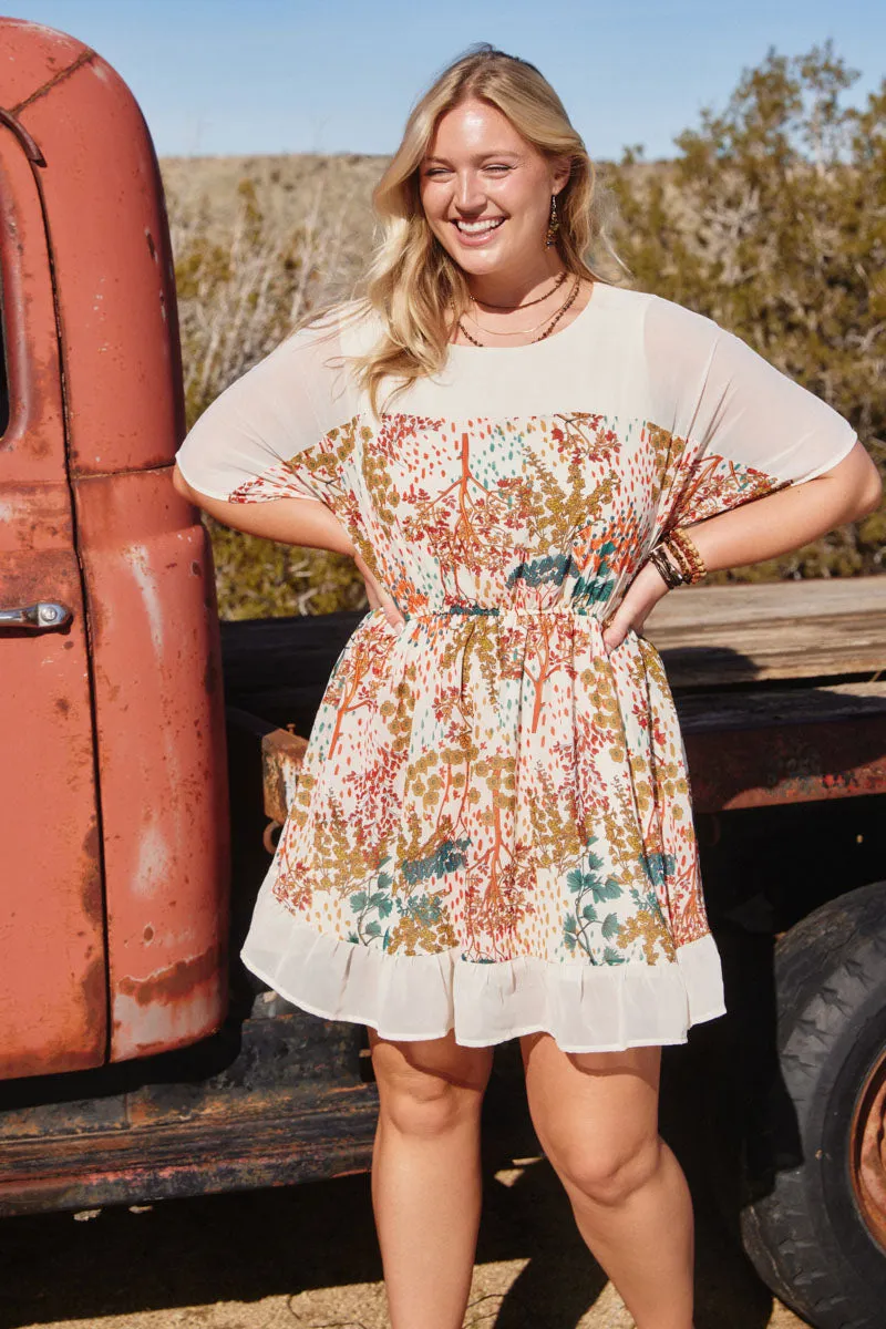 Lounge Outfit Women Contrast Tree Print Dolman Sleeve Dress