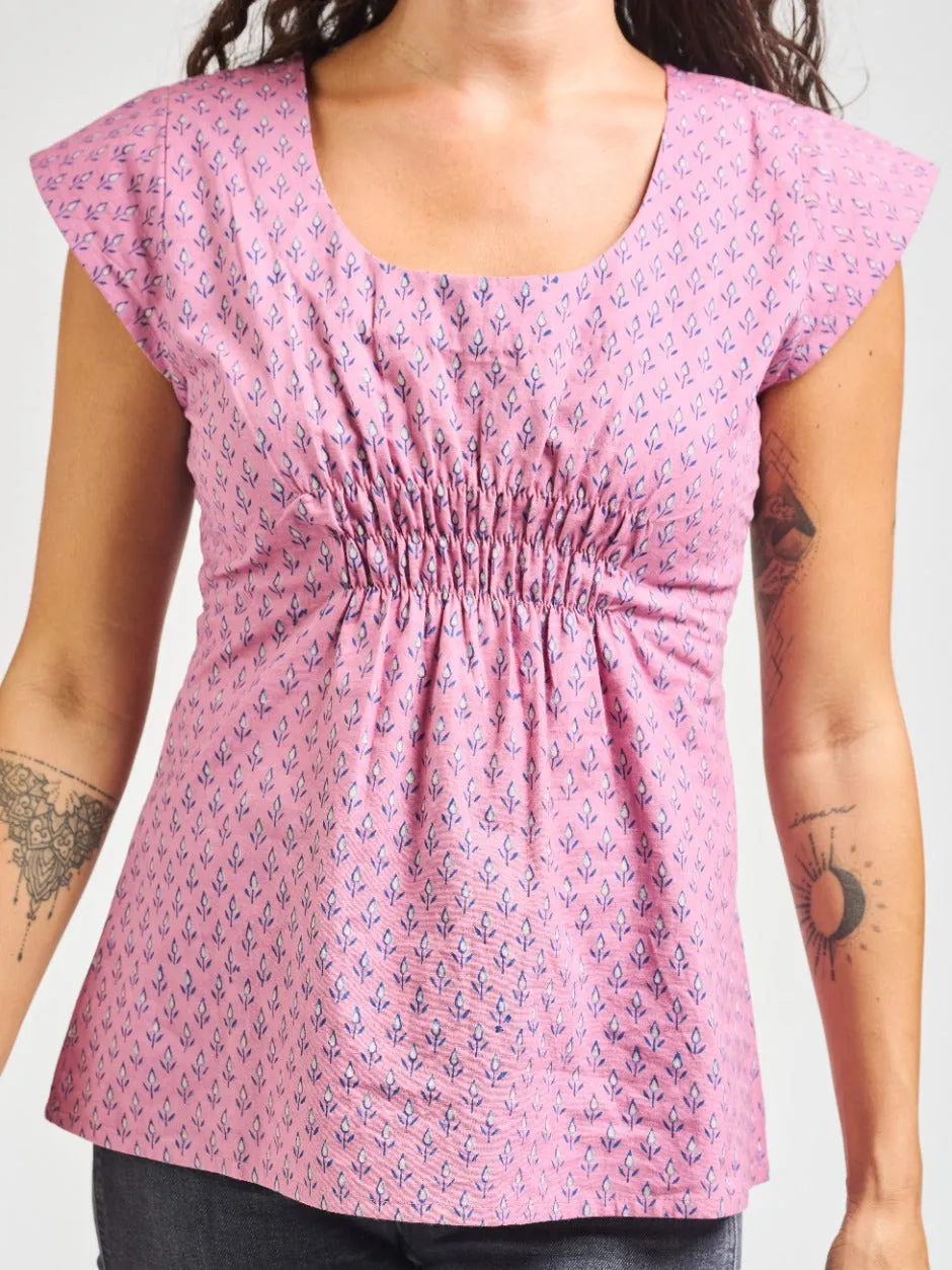 Artsy Traveler Top - Purple Buds All Season Wear Fabric