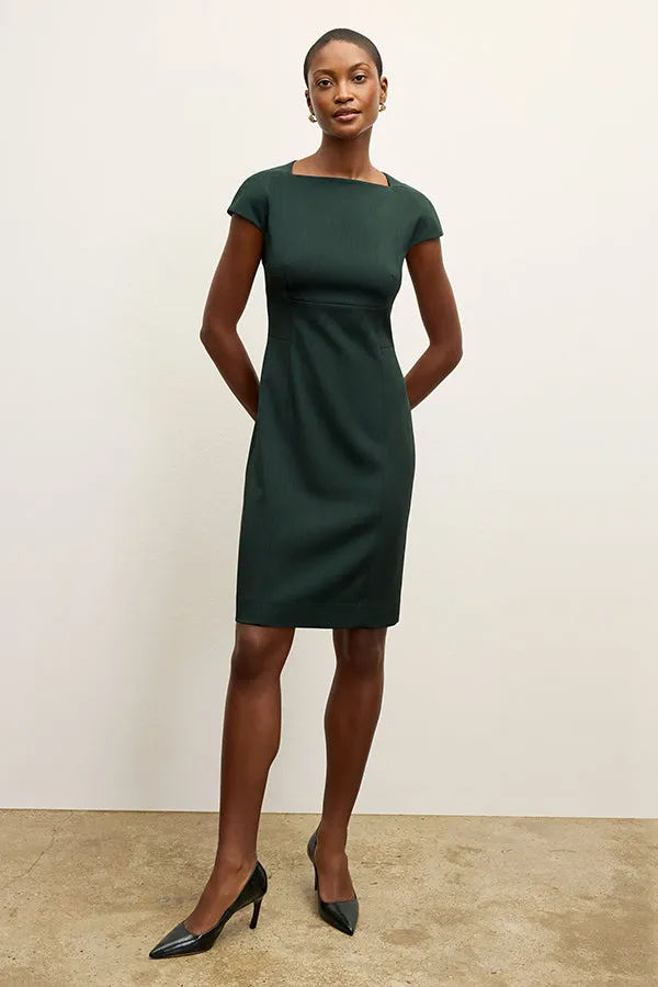 DoubleLayered Collar Ashley Dress - Recycled WonderTex :: Dark Emerald Odor Resistant Yarn