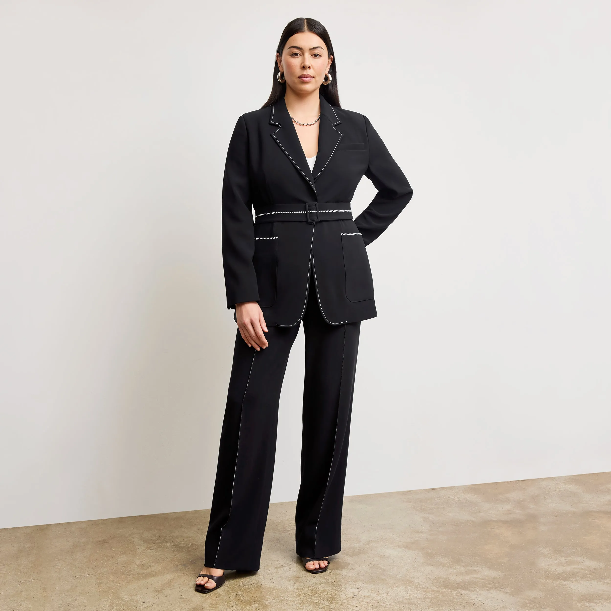 Athena Jetset Blazer - Everyday Crepe with Topstitch :: Black AntiStatic Treatment