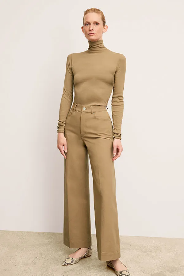 Axam Layering Turtleneck - Organic Ribbed Pima Cotton :: Saddle Light and Breezy BioBased Fibers