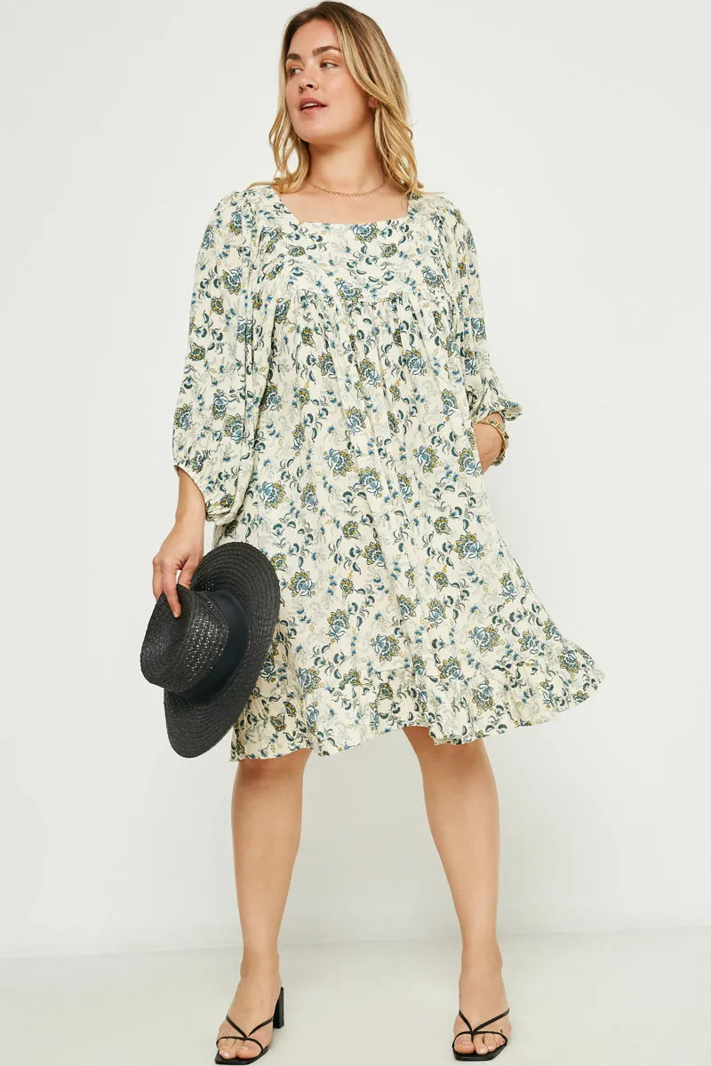 Balloon Sleeve Ruffle Hem Tunic Dress Stay Cool Noble Aura