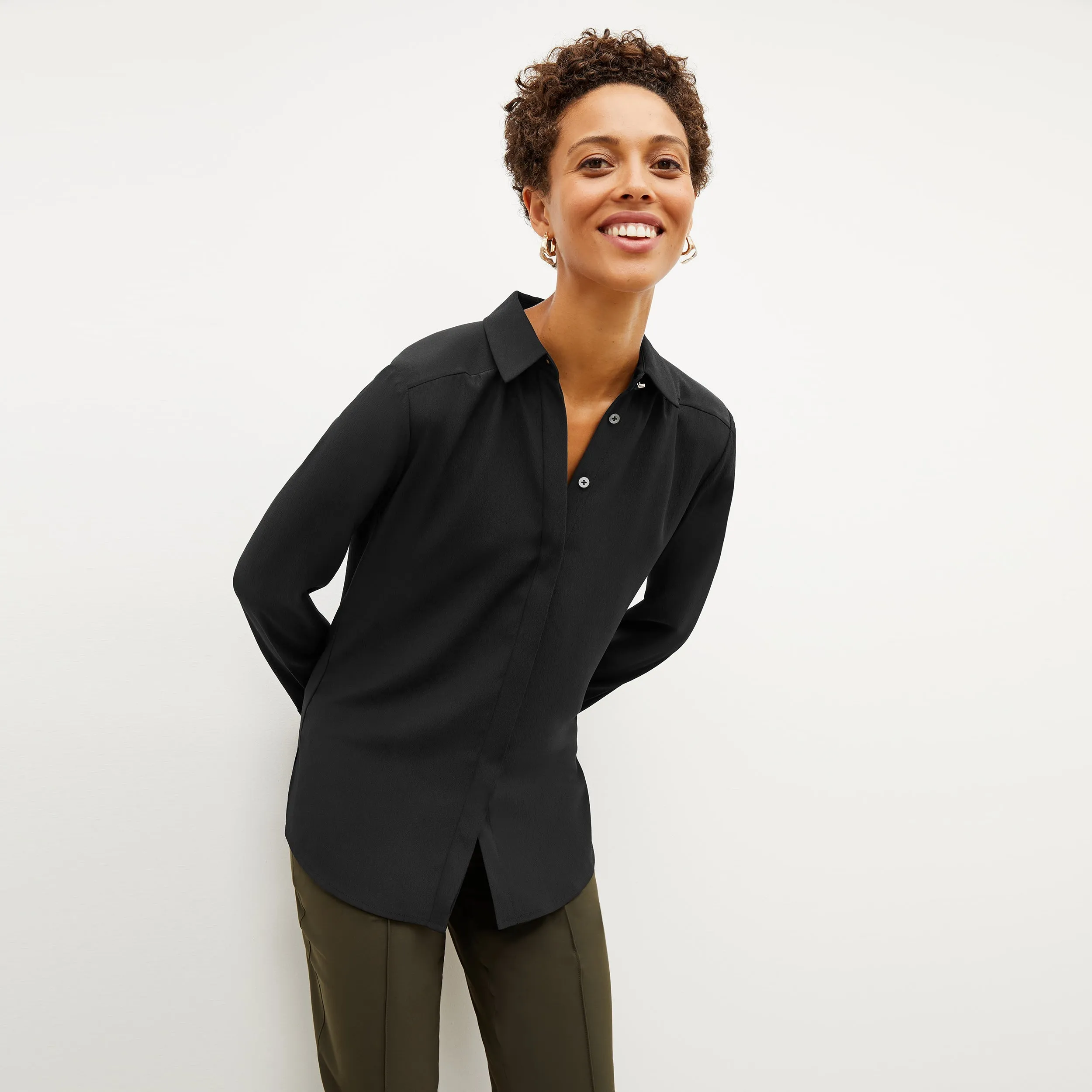Lagarde Shirt - Eco Soft Wave :: Black Winter Layer Tencel Blend Fabric