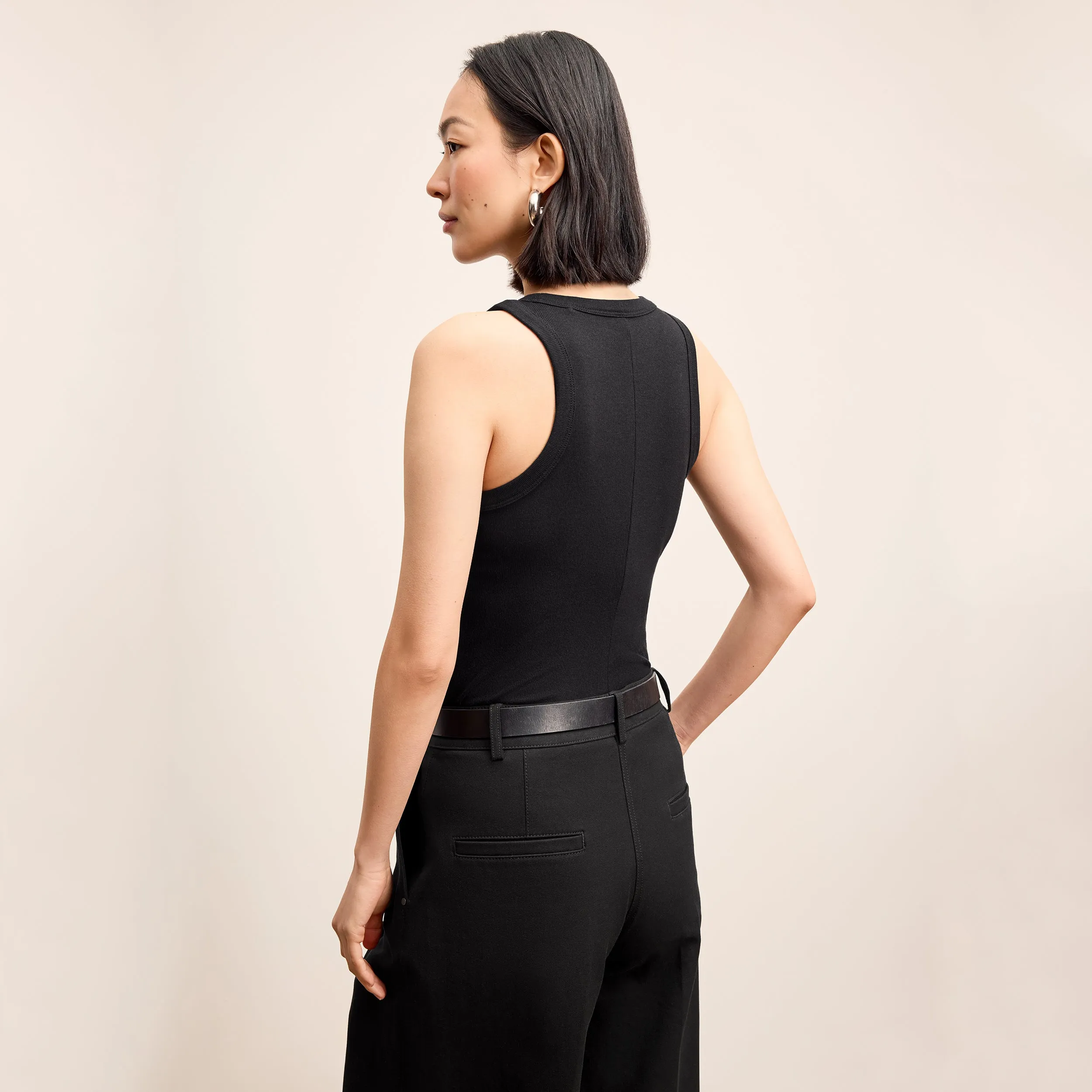 QuickRelease Fashionable Style Aubry Layering Tank - Organic Ribbed Pima Cotton :: Black