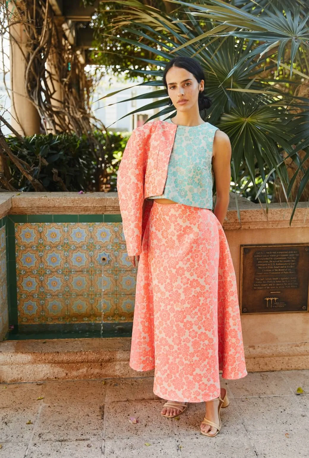 Audrey Top - Aqua Brightline Stretch Weave Construction Reinforced Neckline