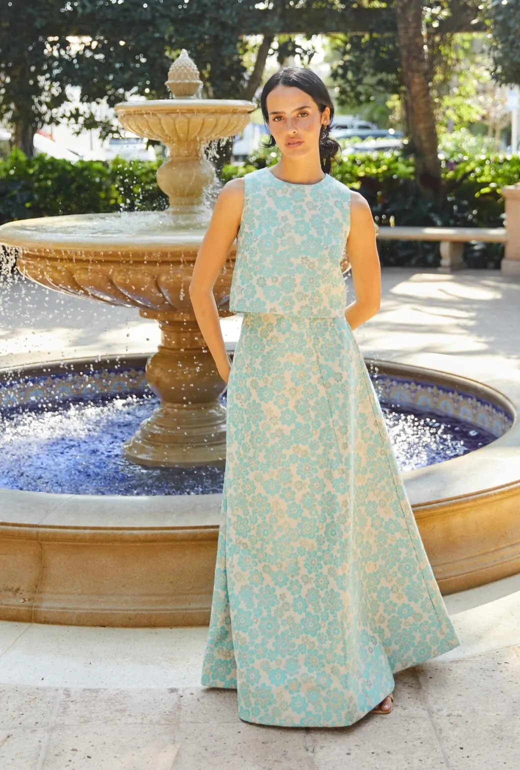 HeatPressedLogos Raw Edge Finish Audrey Top - Aqua Brightline